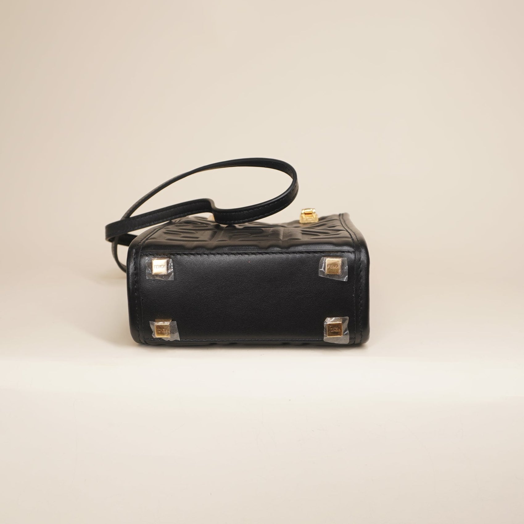 PRE-OWNED Sunshine Mini Black Lambskin Leather Shoulder Bag