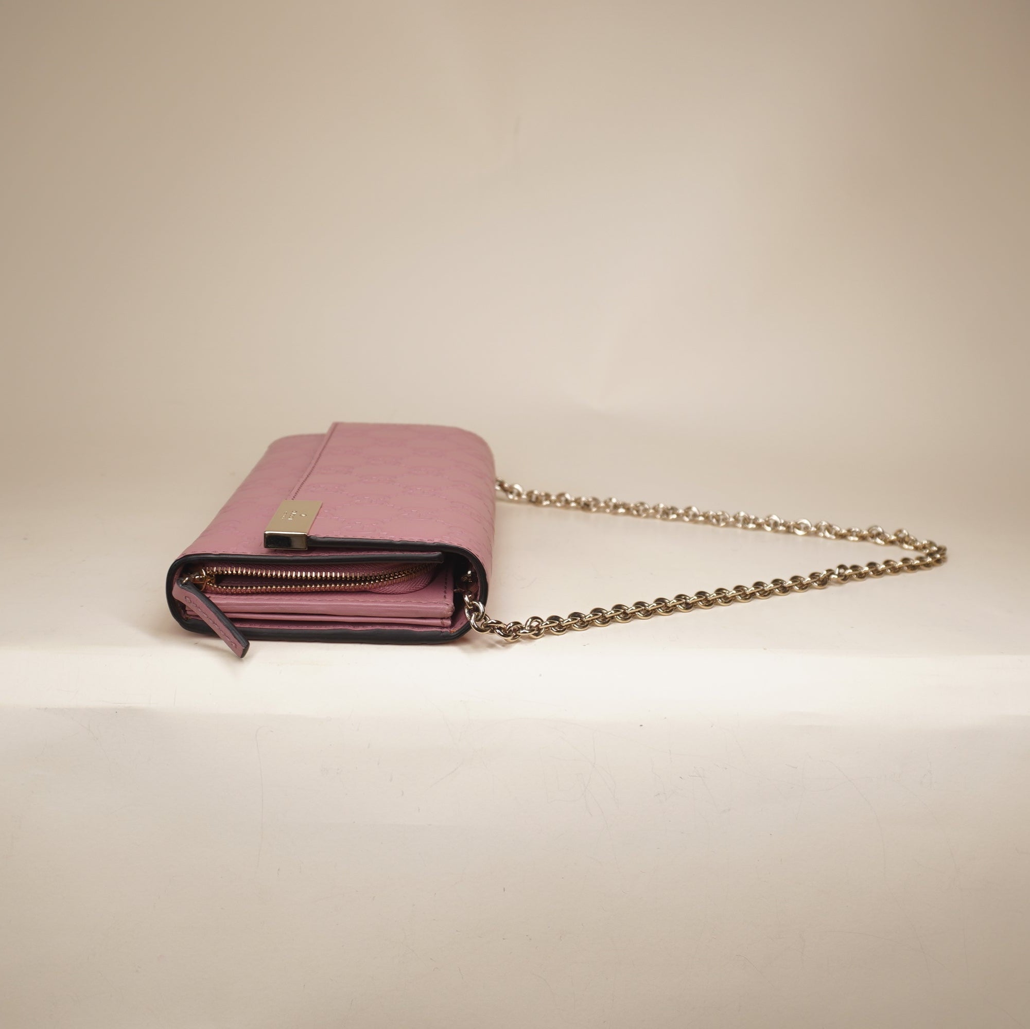 PRE-OWNED Carmine Rose Guccissima Signature Dice Chain Wallet