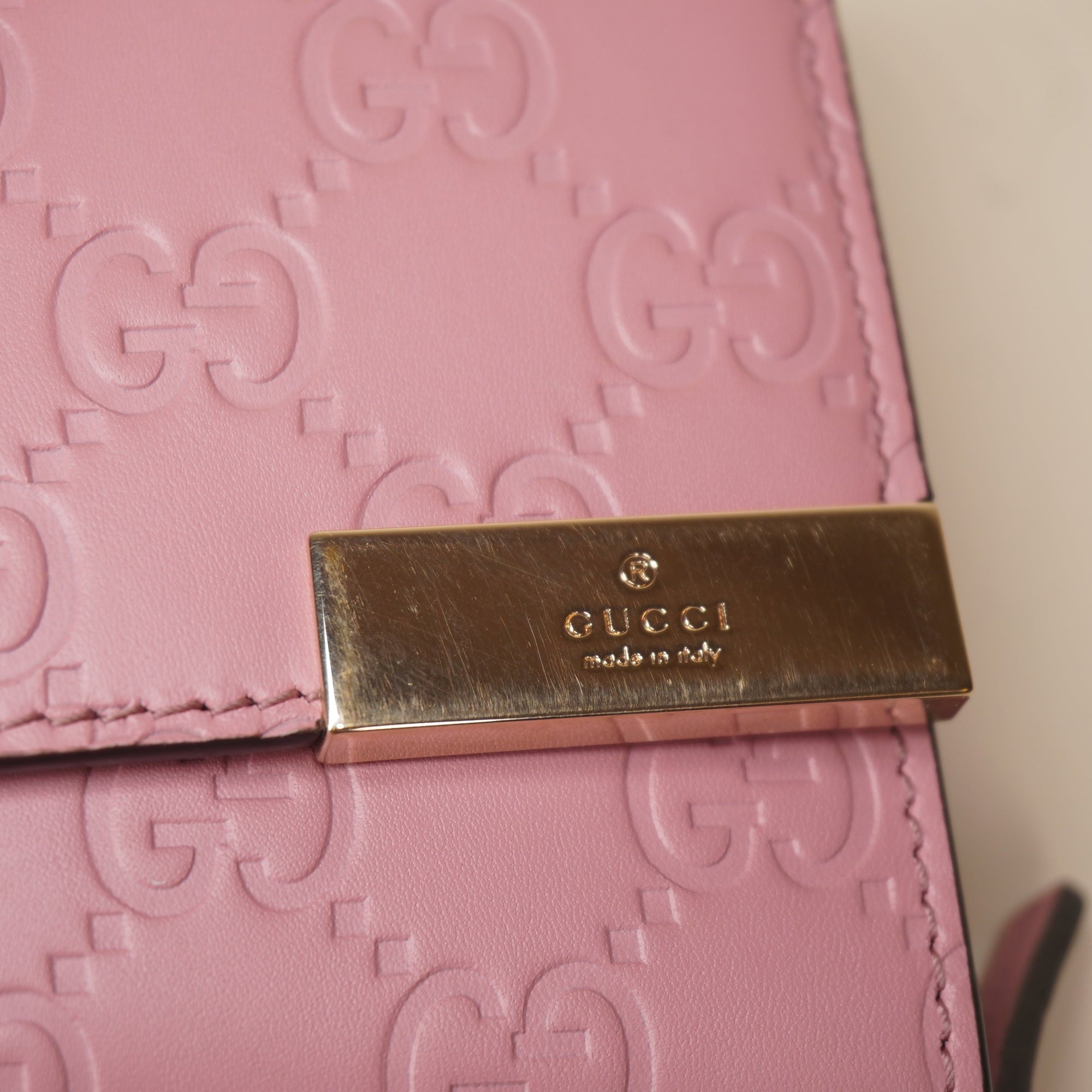 PRE-OWNED Carmine Rose Guccissima Signature Dice Chain Wallet
