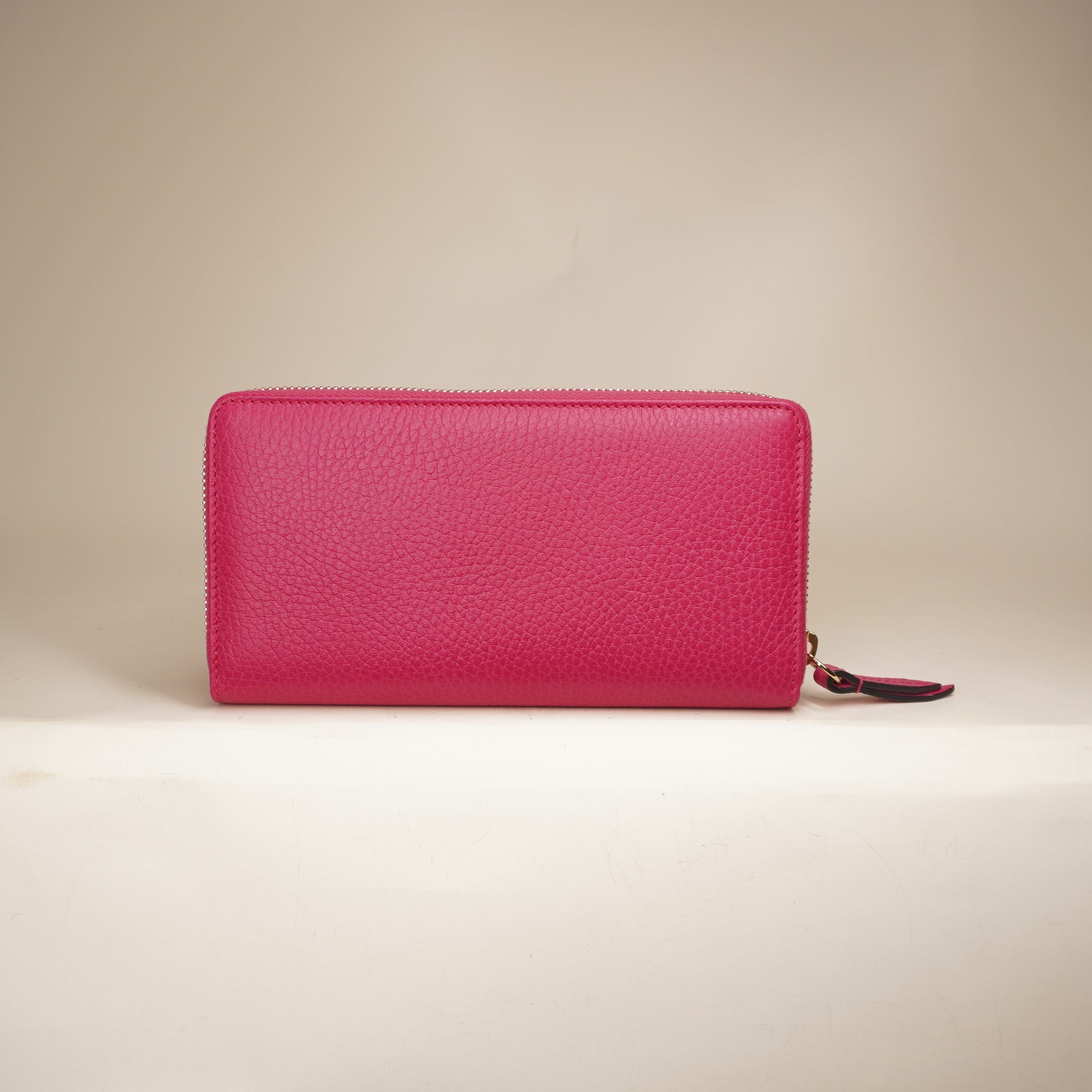 PRE-OWNED Dollar Calfskin GG Marmont Zip Around Wallet Box Pink