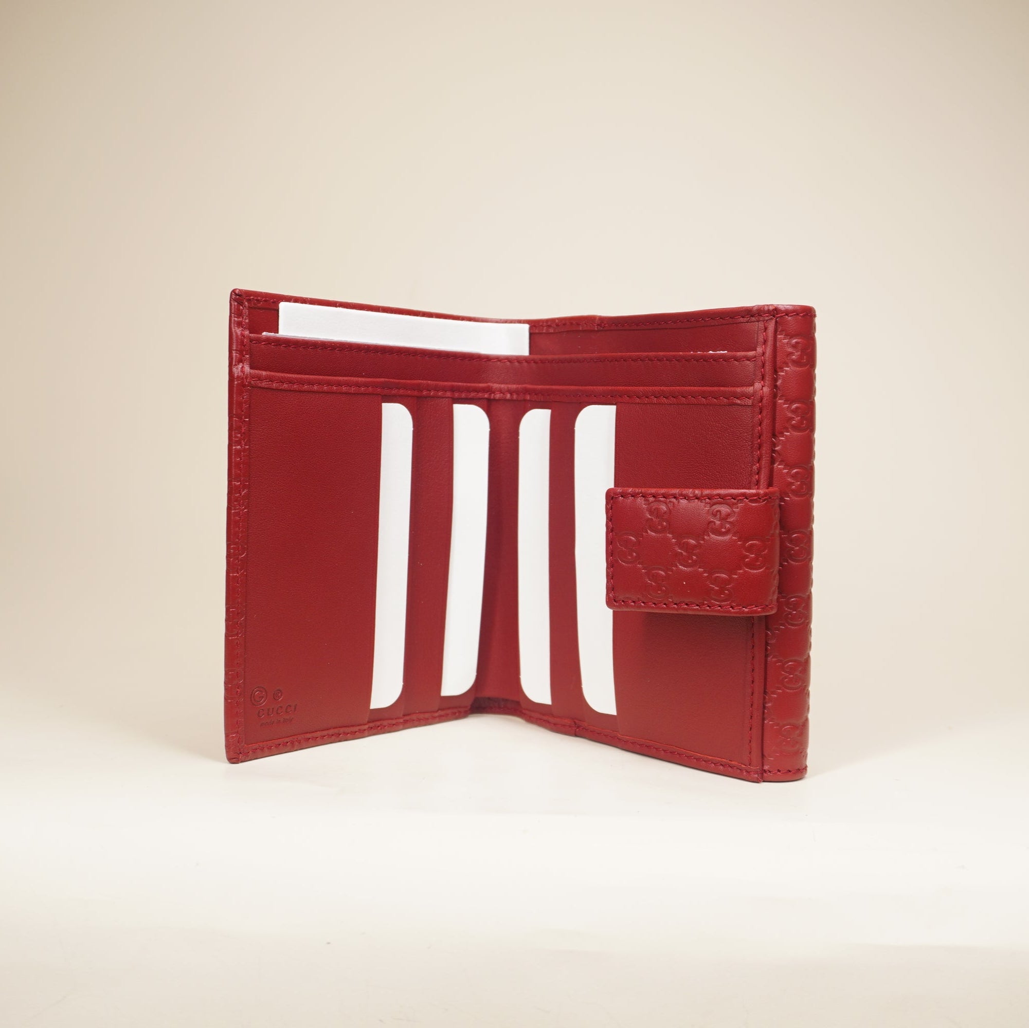 PRE-OWNED GG Red Microguccissima Bifold Wallet