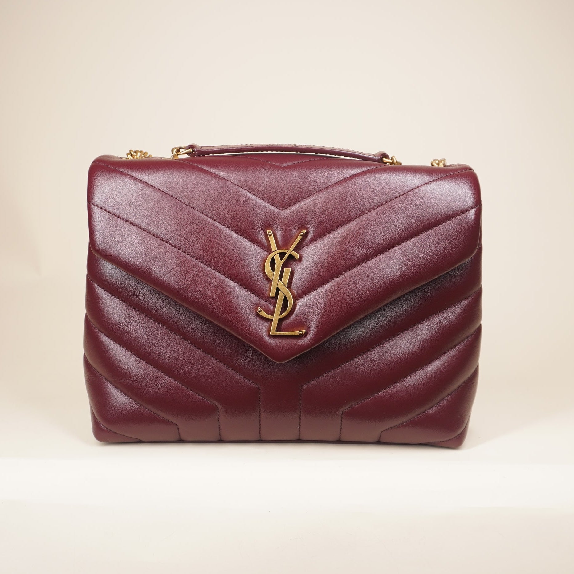 PRE-OWNED Satchel Rouge Legion Calfskin Small Loulou Shoulder Bag