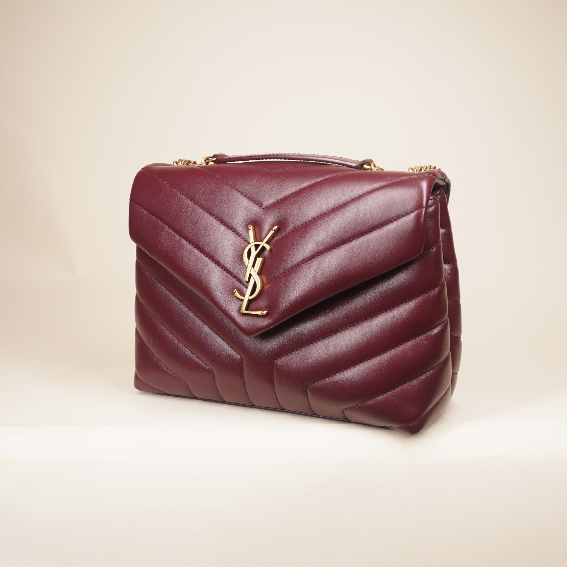 PRE-OWNED Satchel Rouge Legion Calfskin Small Loulou Shoulder Bag