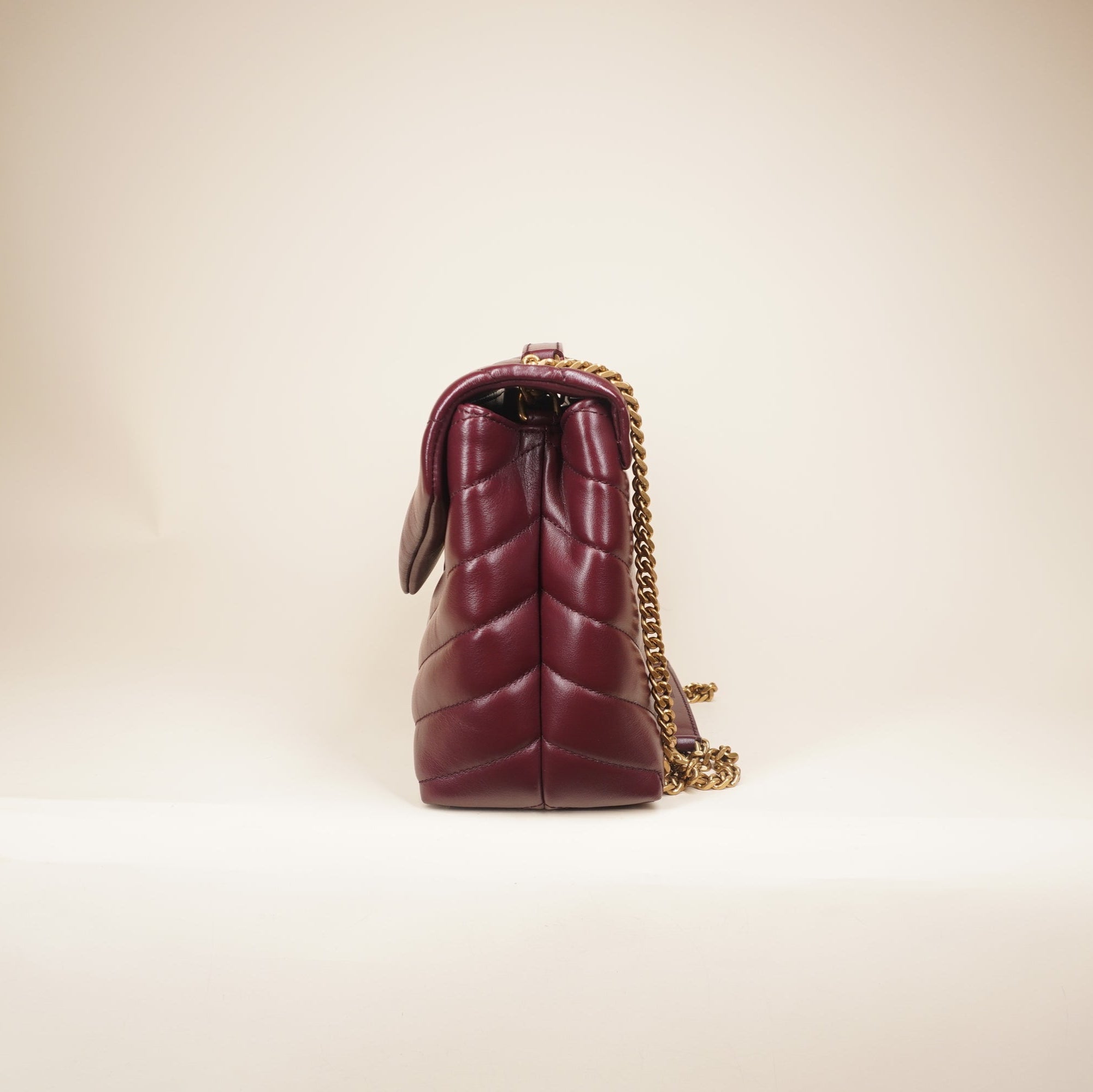 PRE-OWNED Satchel Rouge Legion Calfskin Small Loulou Shoulder Bag