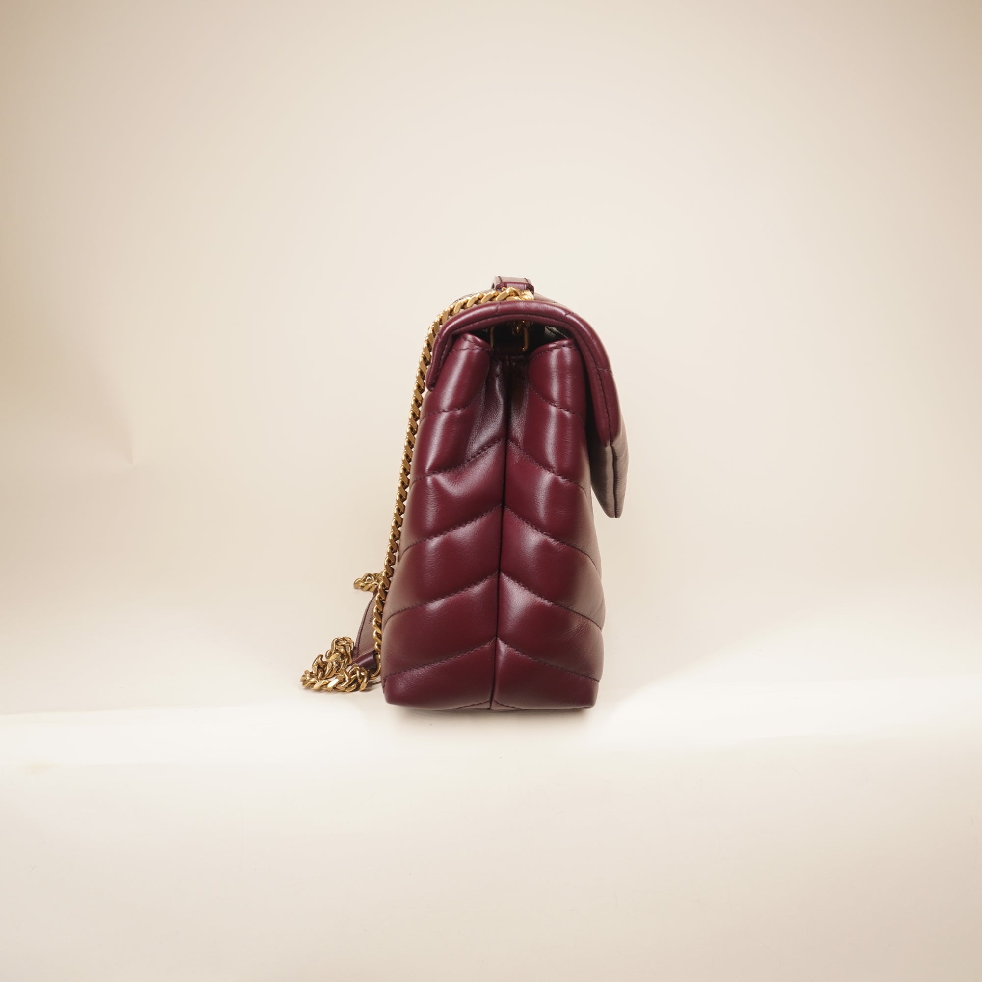 PRE-OWNED Satchel Rouge Legion Calfskin Small Loulou Shoulder Bag