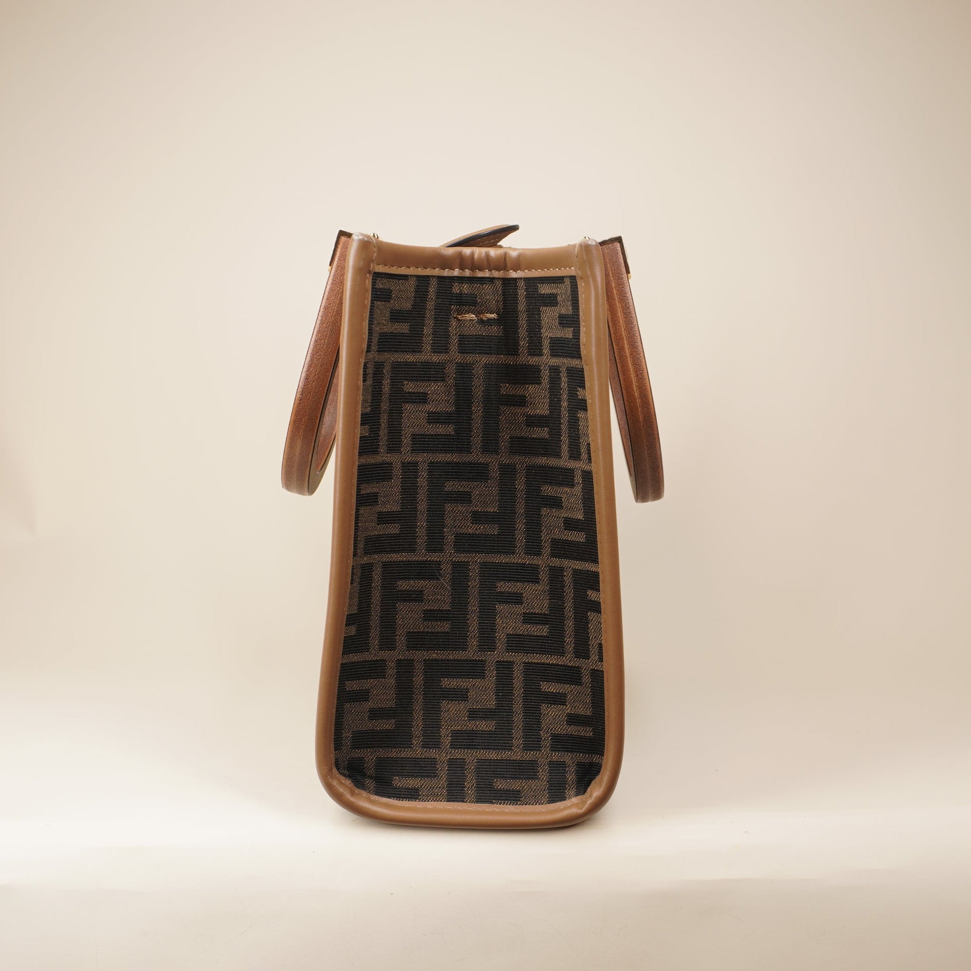 PRE-OWNED Fabric Jacquard FF 1974 Small Sunshine Shopper Tote Brown Moro Sand