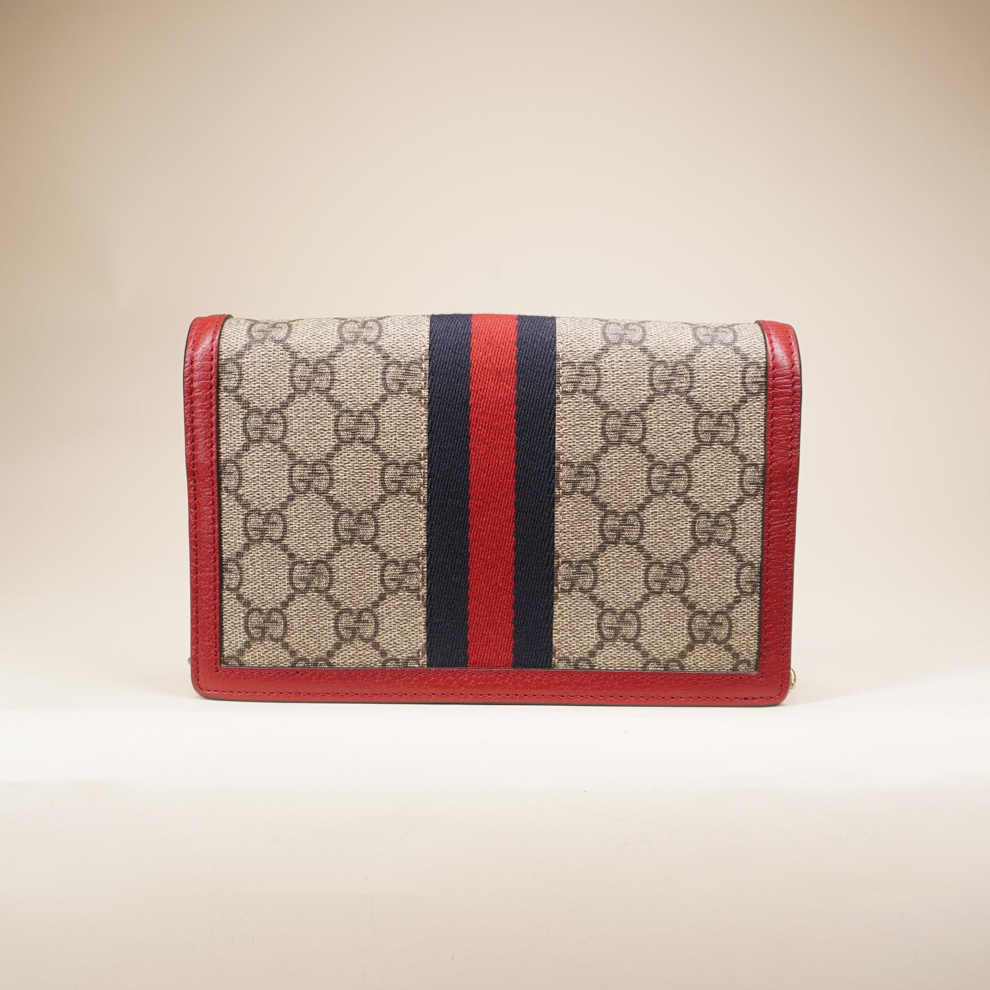 PRE-OWNED GG Supreme Monogram Web Queen Margaret Chain Walle