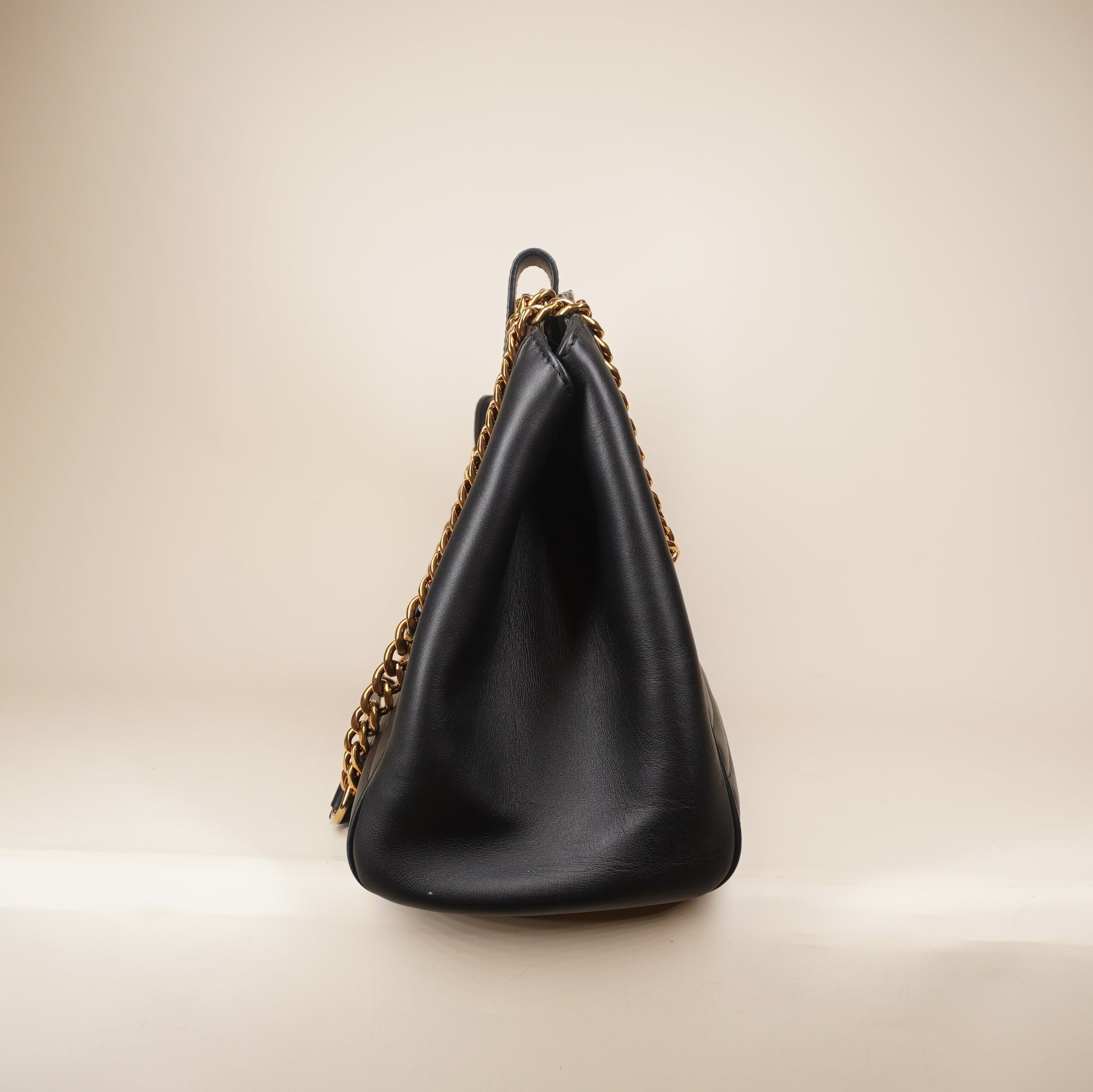 PRE-OWNED LV Black Calfskin New Wave Chain Tote Shoulder Bag