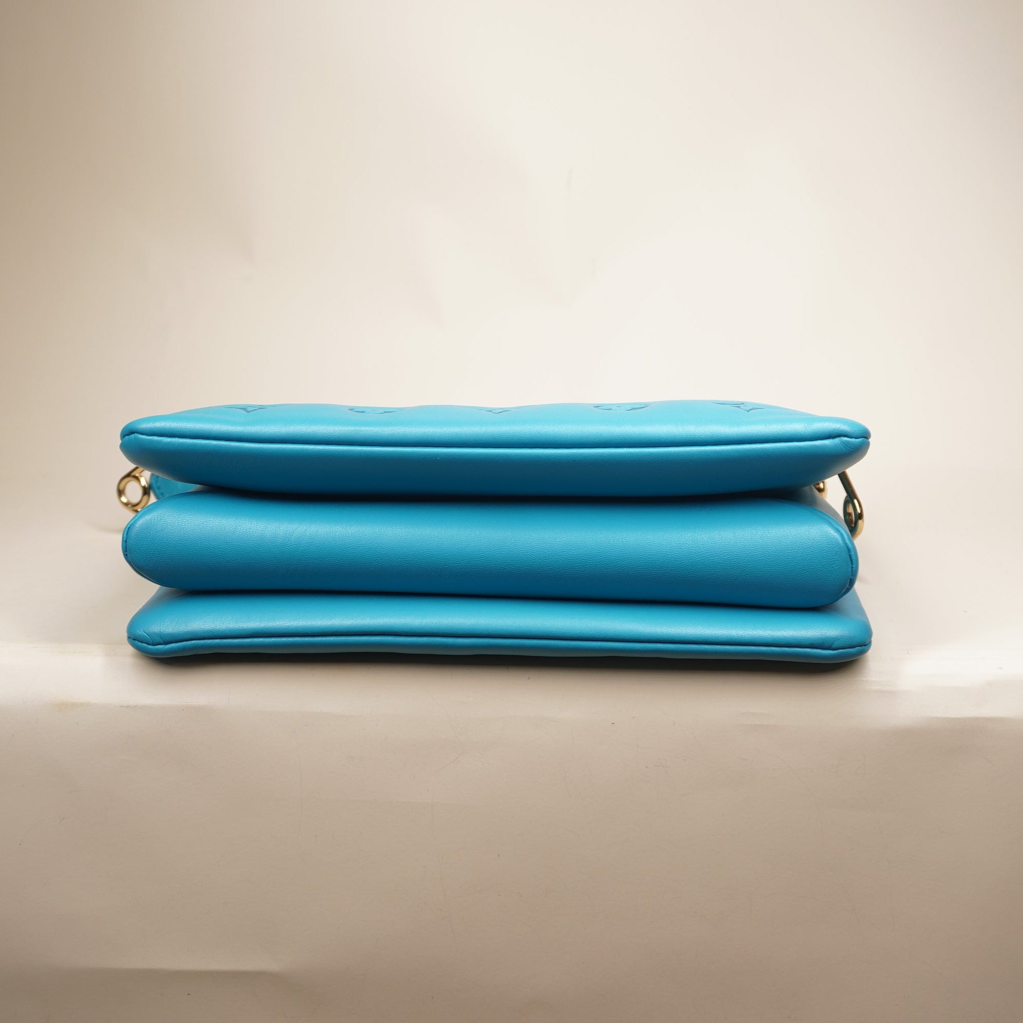 PRE-OWNED Lambskin Embossed Monogram Coussin PM Blue