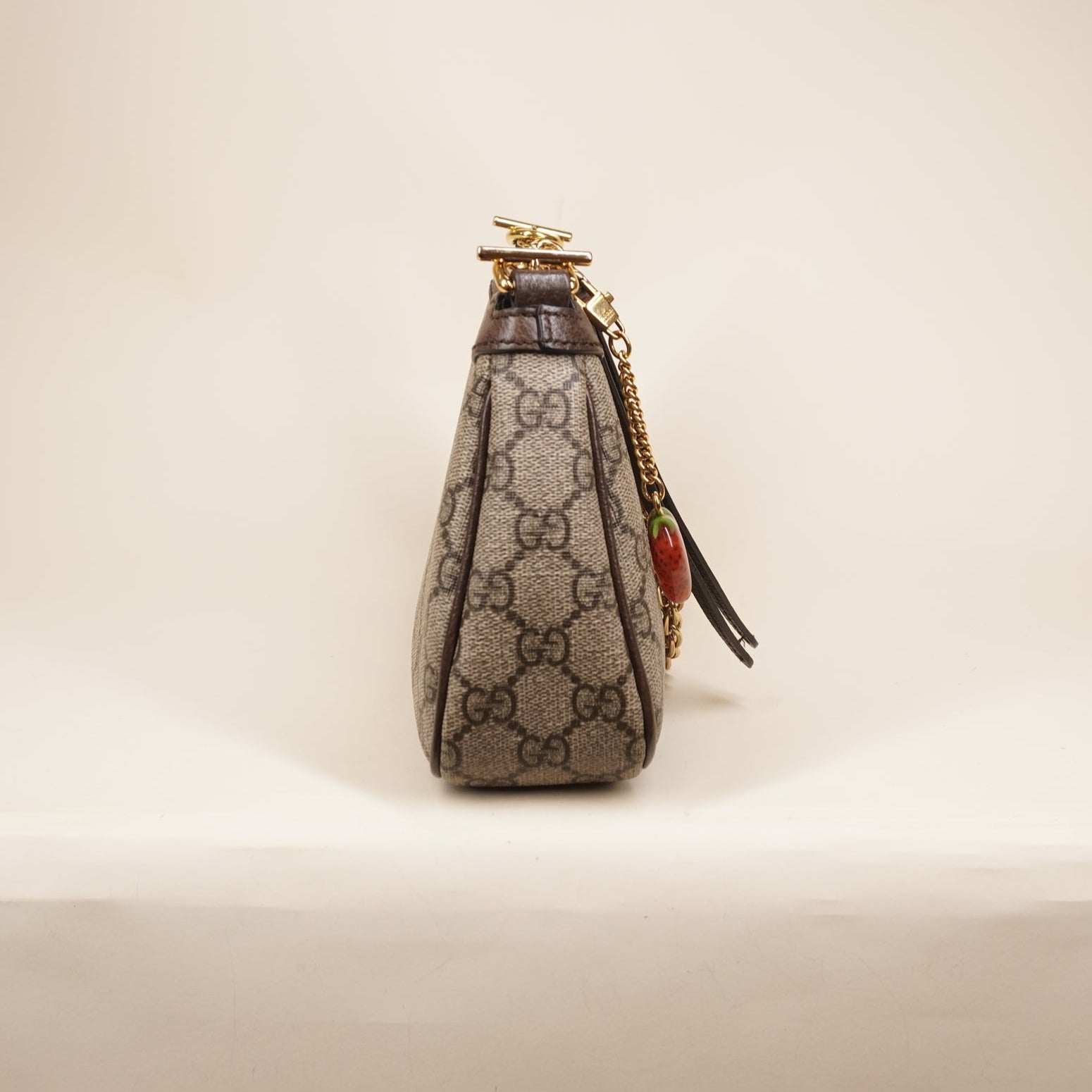 PRE-OWNED Ophidia GG Coated Canvas Strawberry Shoulder Bag