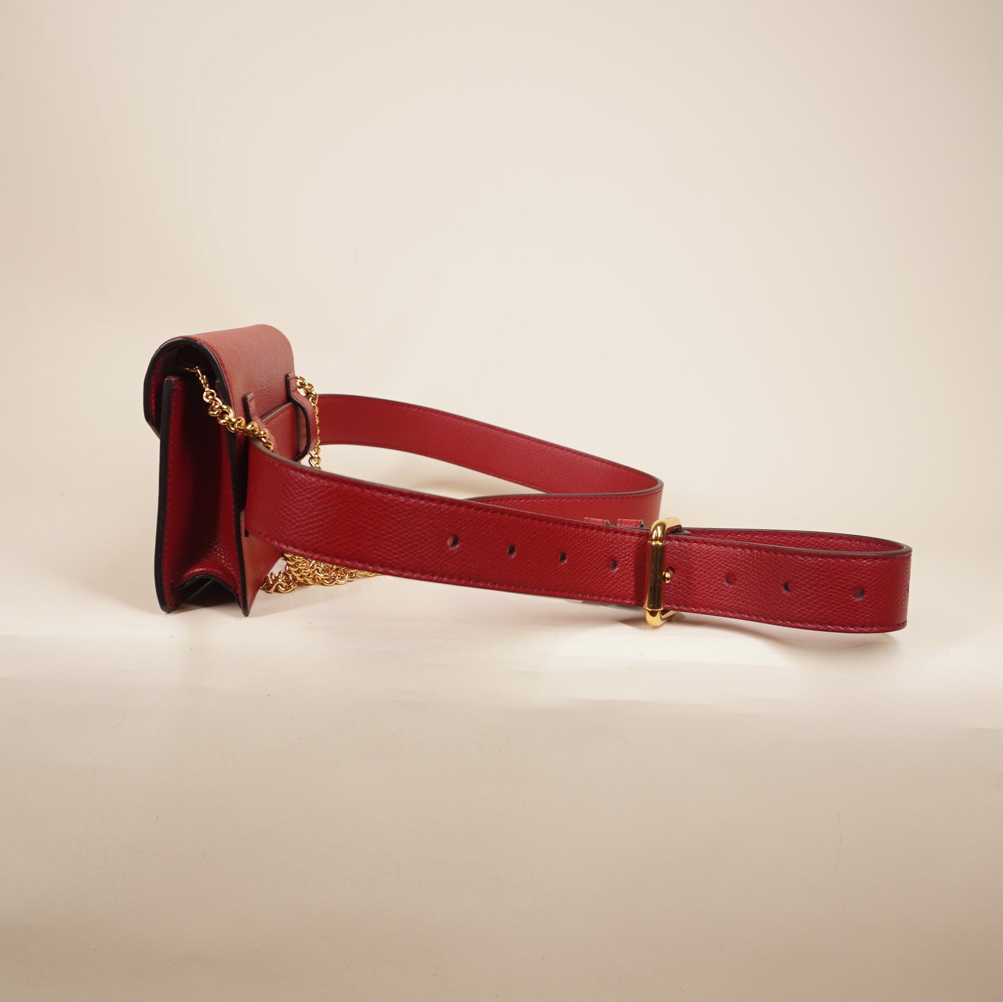 PRE-OWNED Red Vitello Cruise F is Fendi Envelope Belt Bag
