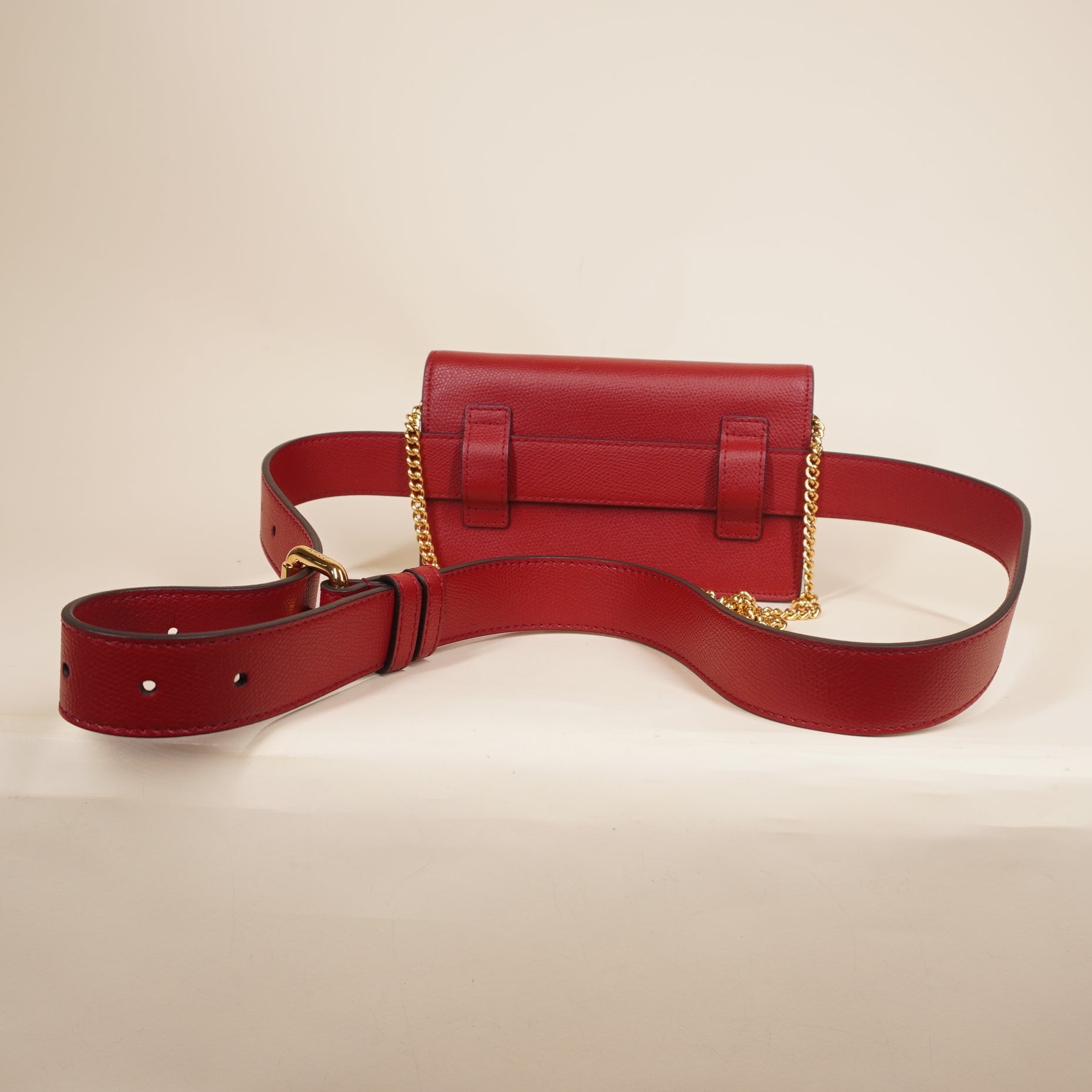 PRE-OWNED Red Vitello Cruise F is Fendi Envelope Belt Bag