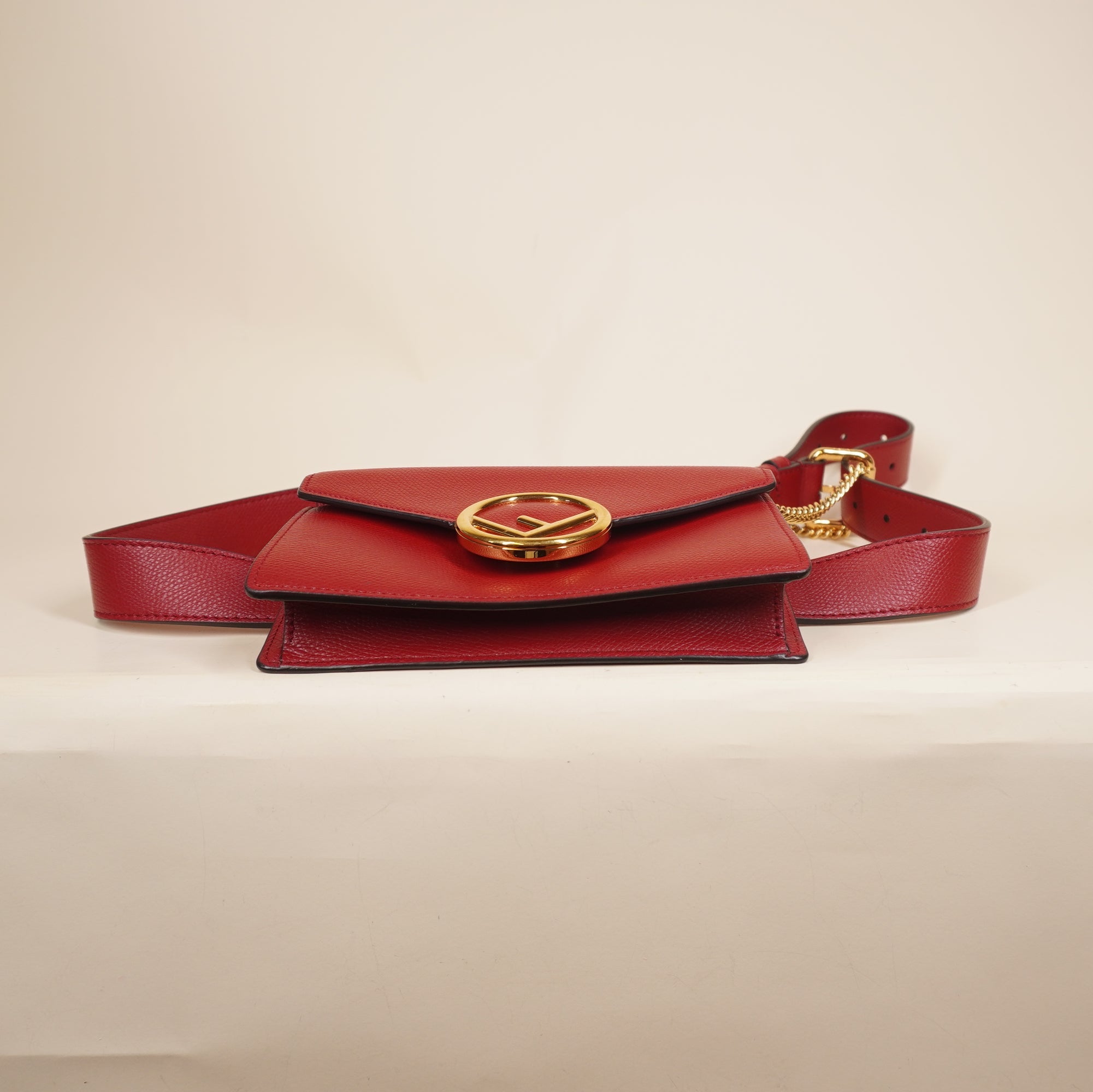 PRE-OWNED Red Vitello Cruise F is Fendi Envelope Belt Bag