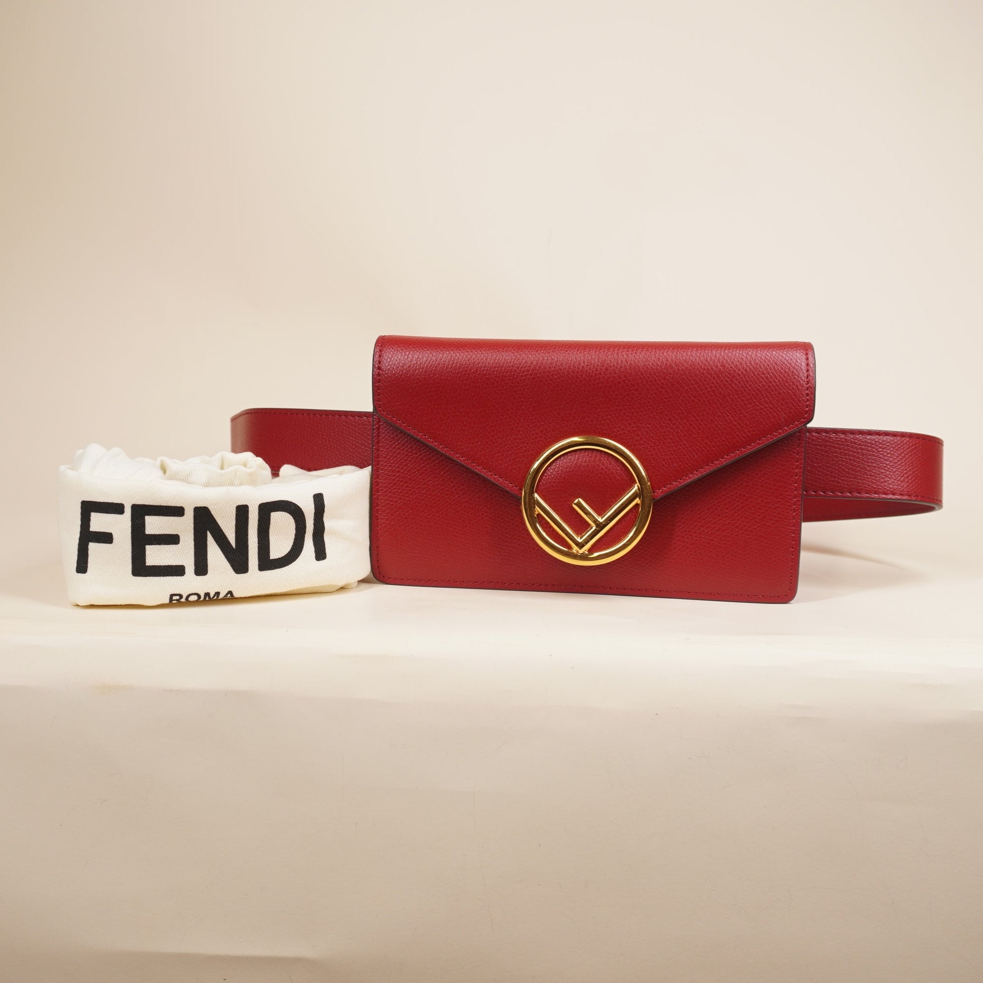 PRE-OWNED Red Vitello Cruise F is Fendi Envelope Belt Bag
