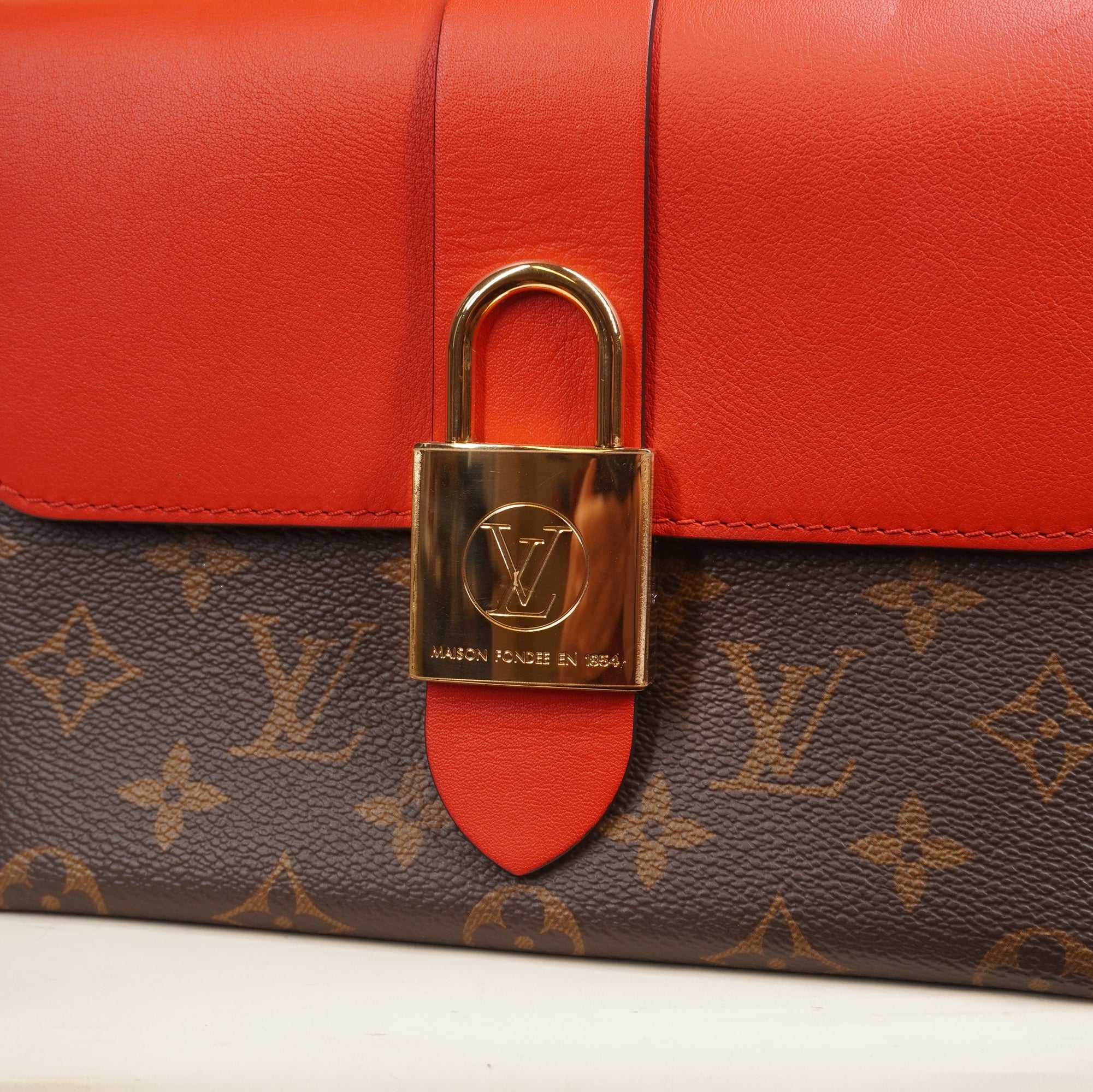 PRE-OWNED LV Monogram Locky BB Coquelicot Shoulder Bag