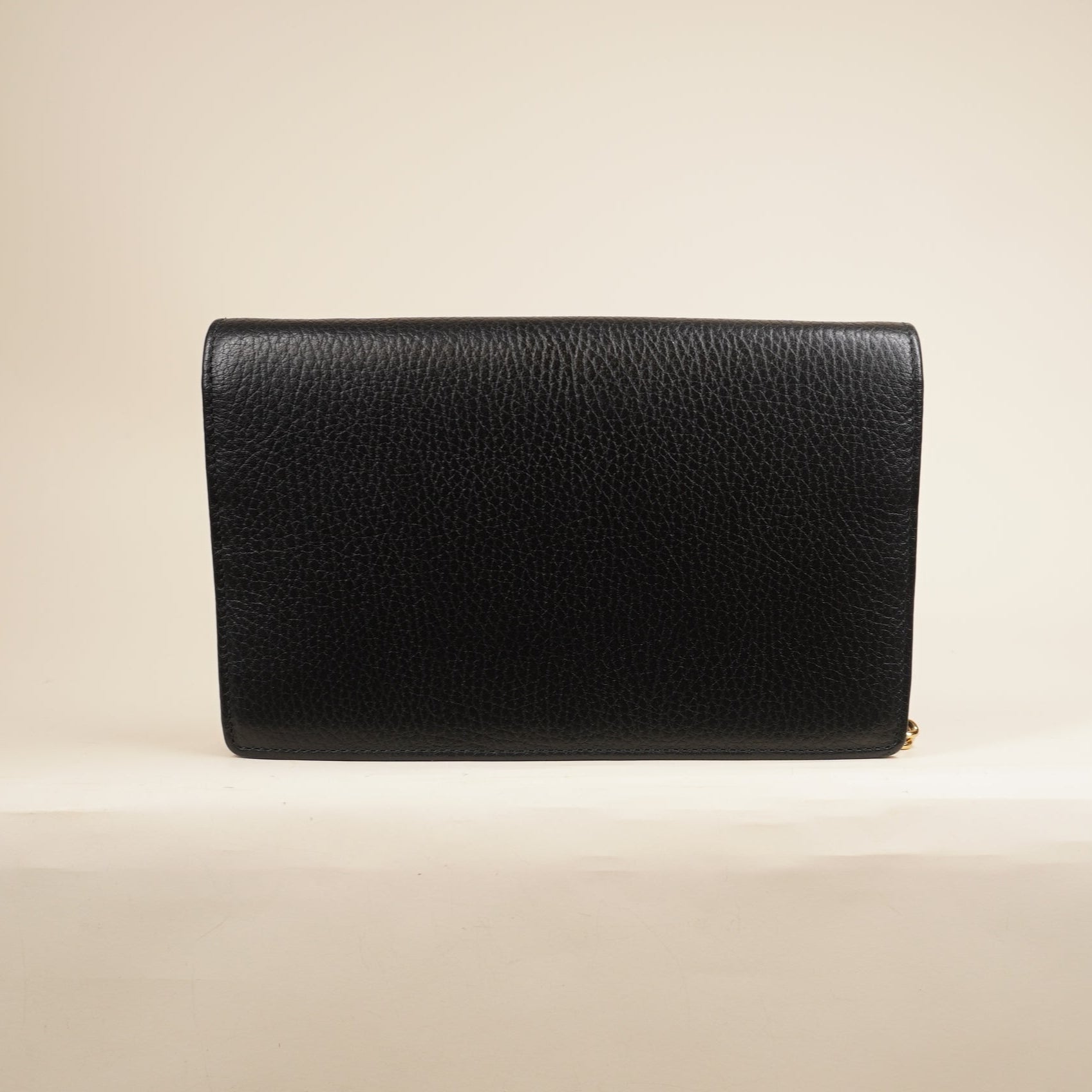 PRE-OWNED Calfskin Mini GG Marmont Chain Wallet Black