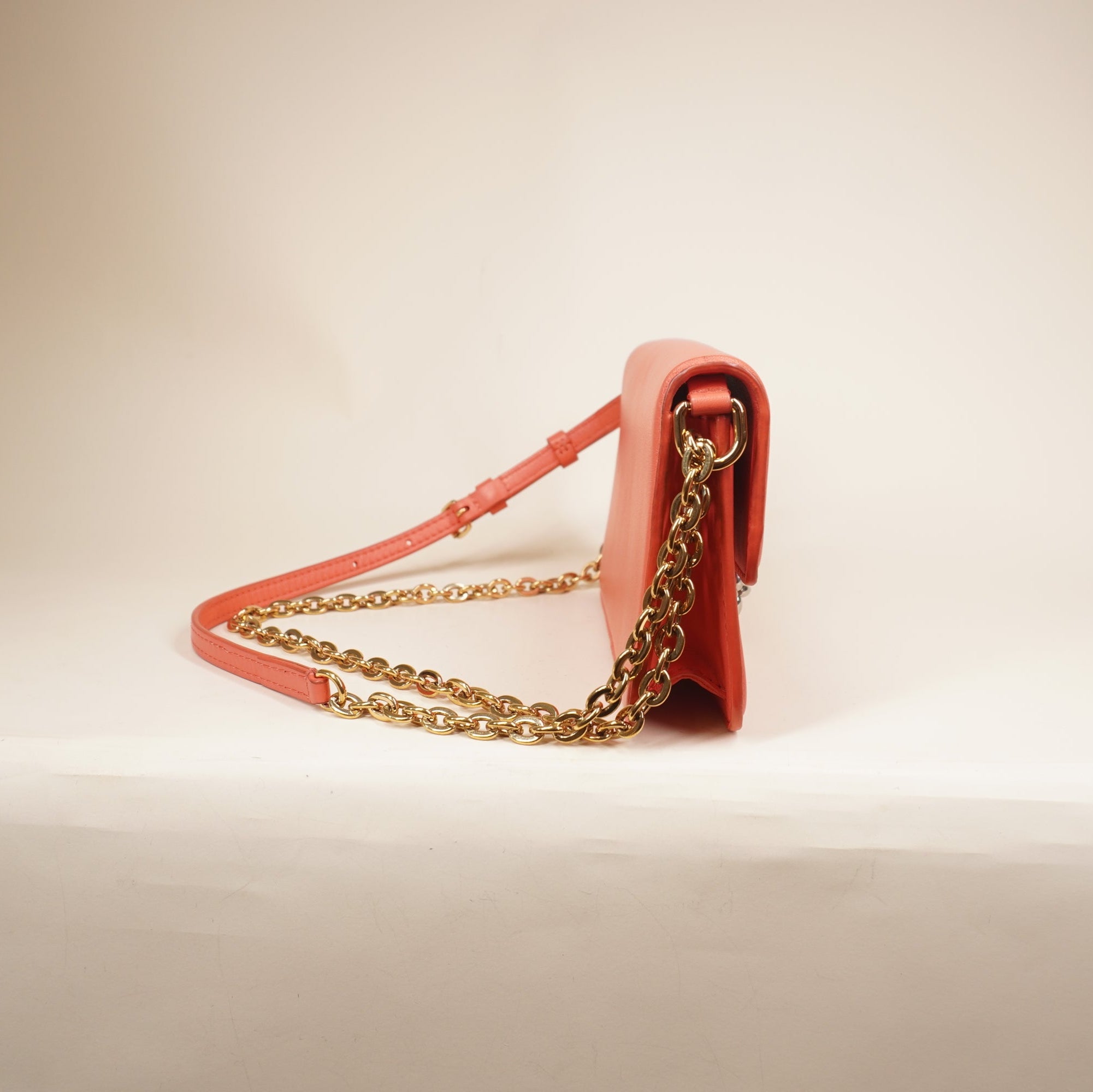 PRE-OWNED LV Leather Bloom Wallet on Chain Crossbody Bag