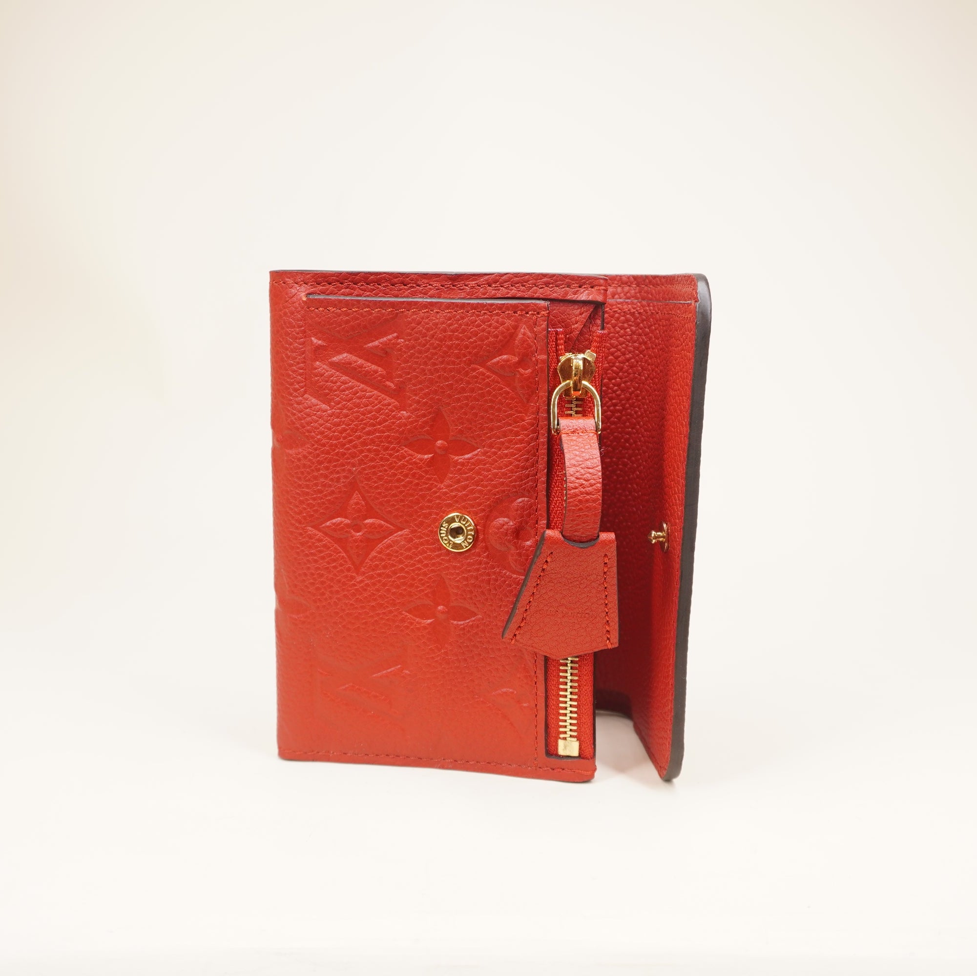PRE-OWNED LV Red Empreinte Pont-Neuf Compact Wallet