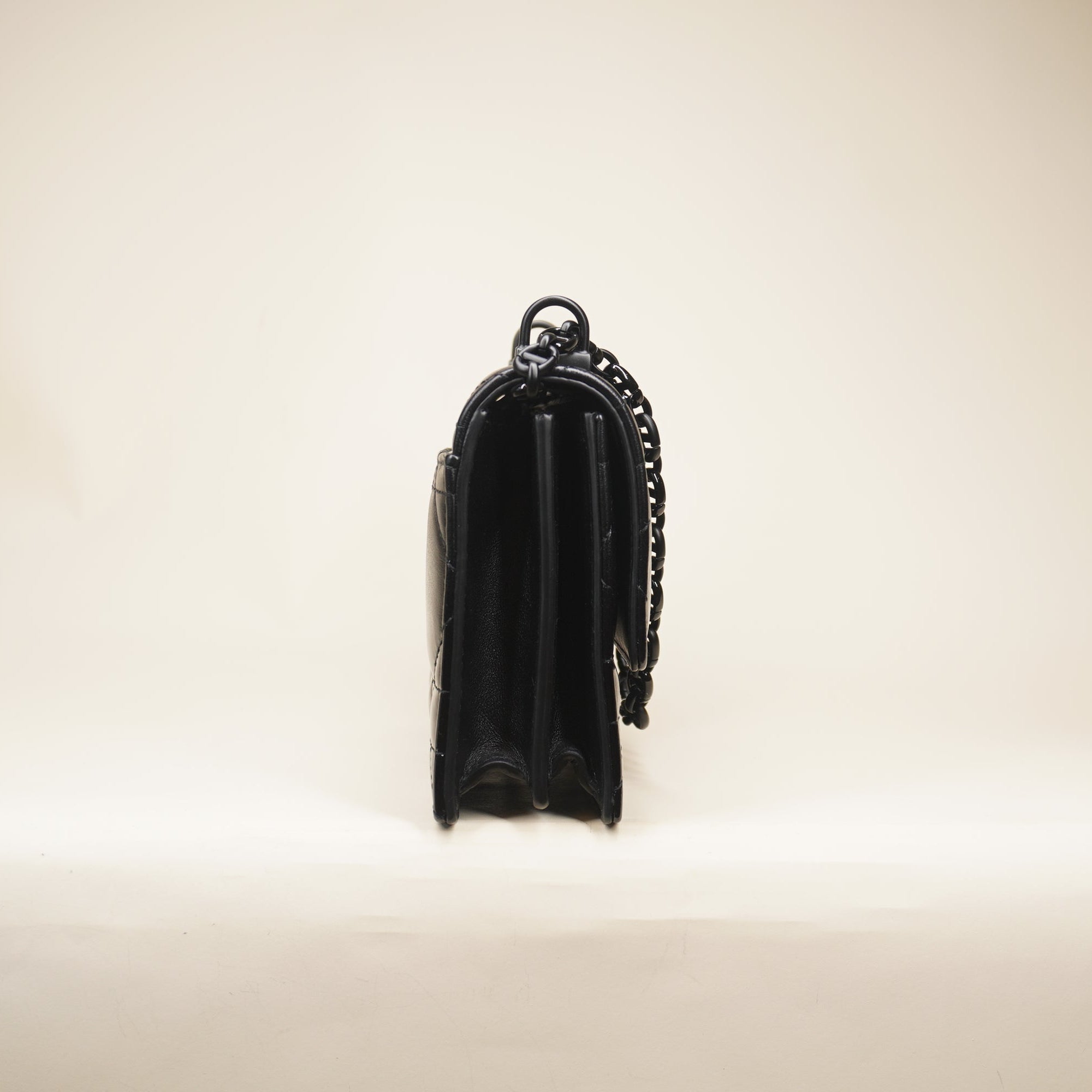 PRE-OWNED Calfskin Macrocannage Medium Caro Shoulder Bag Black