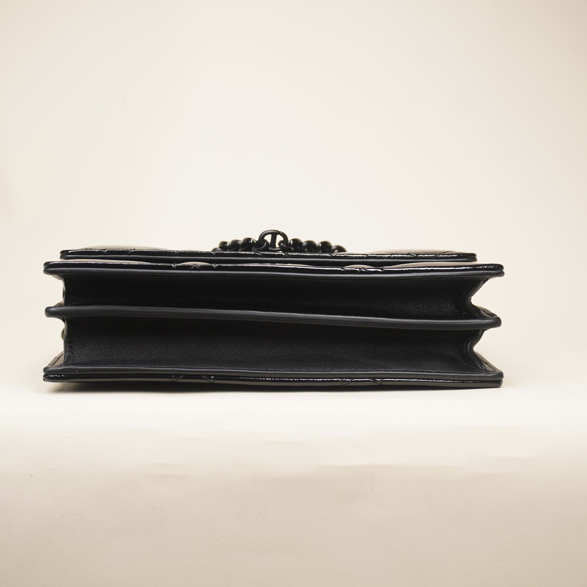 PRE-OWNED Calfskin Macrocannage Medium Caro Shoulder Bag Black