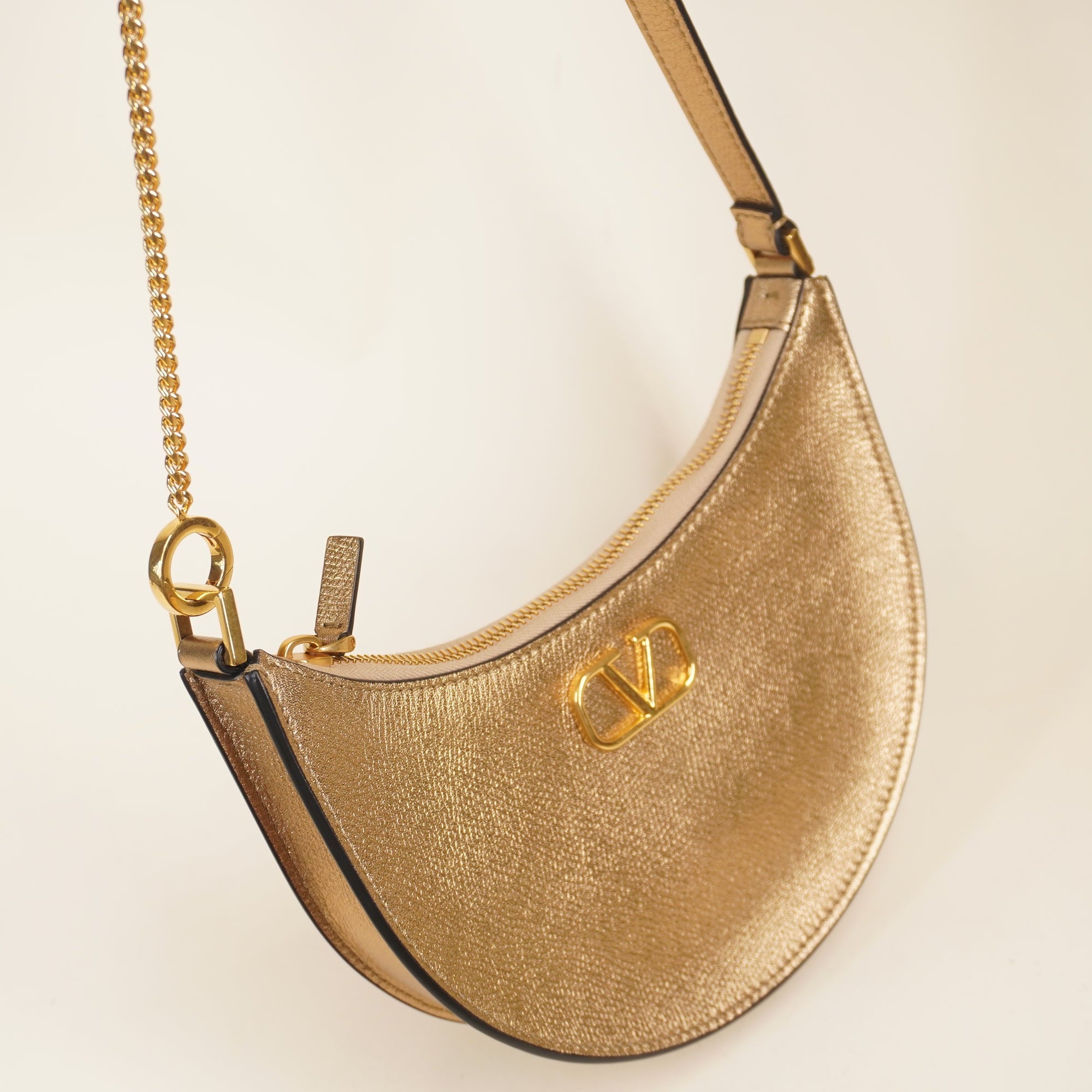 PRE-OWNED Gold VLogo Signature Mini Leather Shoulder Bag