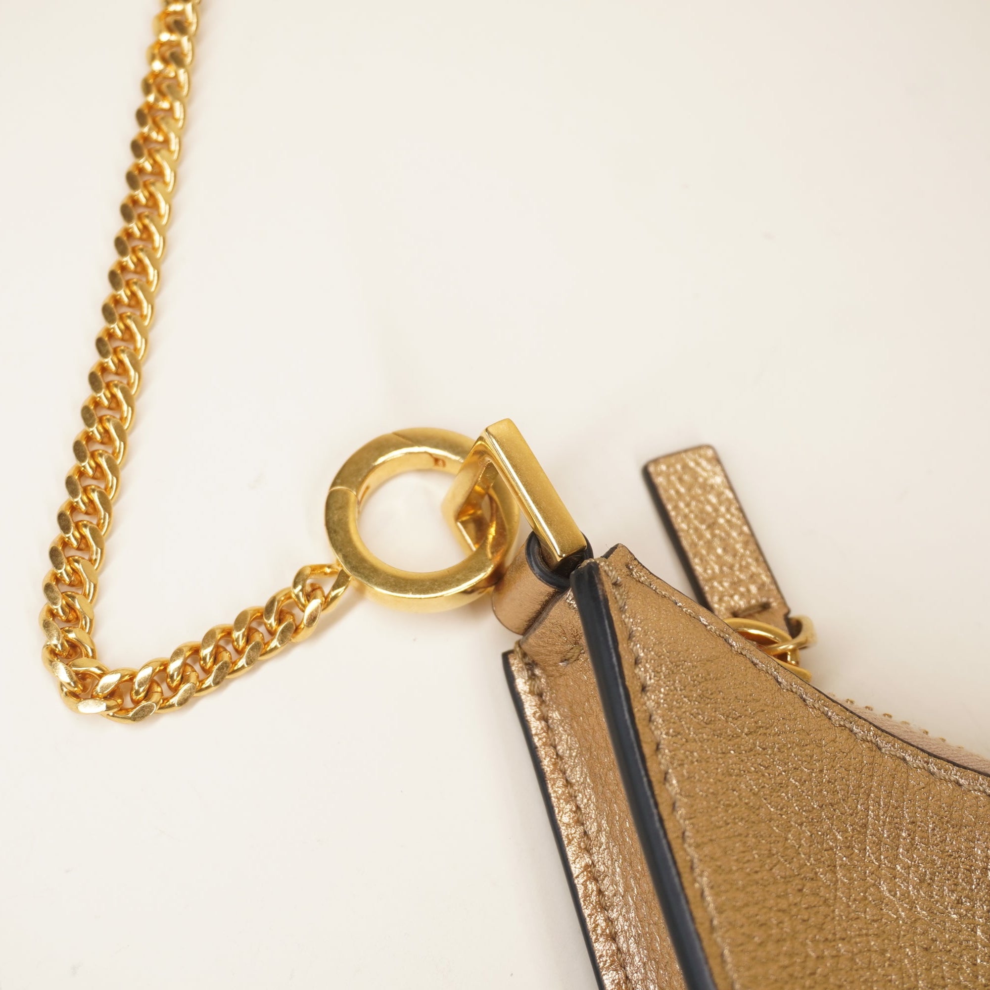 PRE-OWNED Gold VLogo Signature Mini Leather Shoulder Bag