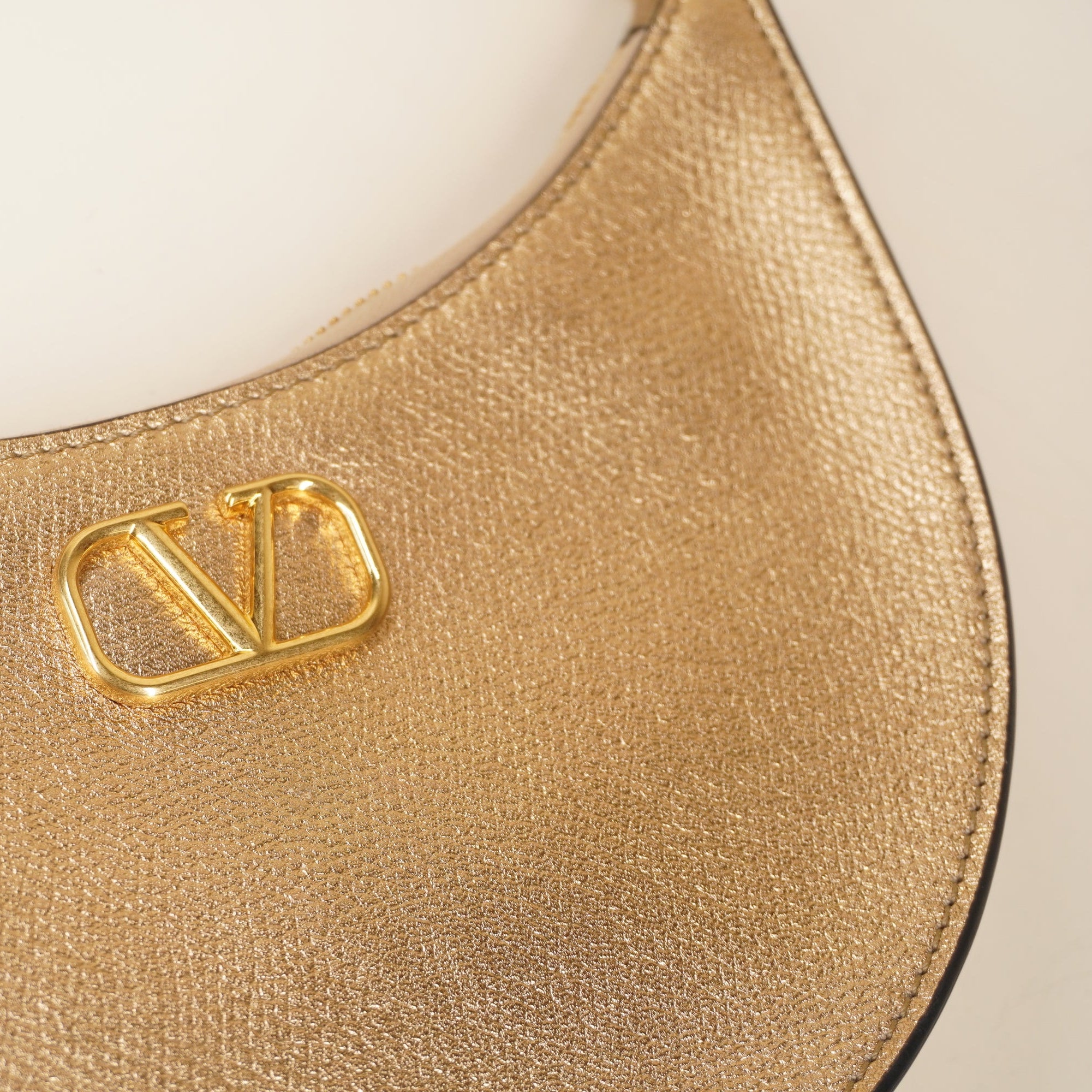 PRE-OWNED Gold VLogo Signature Mini Leather Shoulder Bag