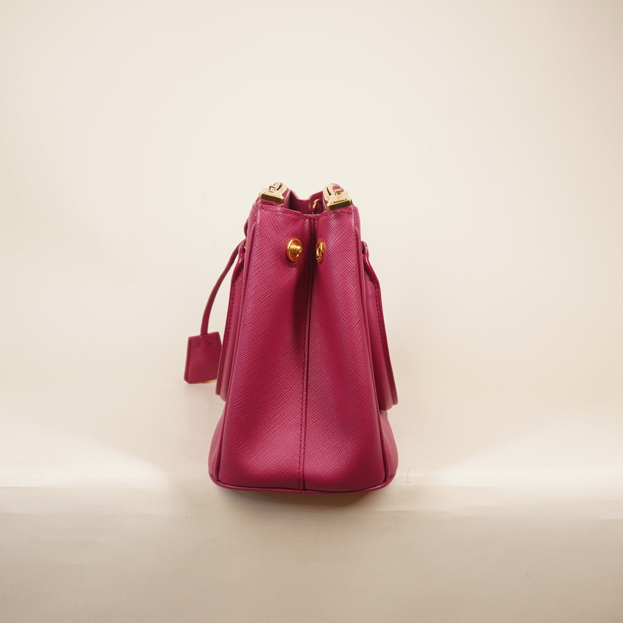 PRE-OWNED Saffiano Small Galleria Double Zip Tote Pink Shoulder Bag