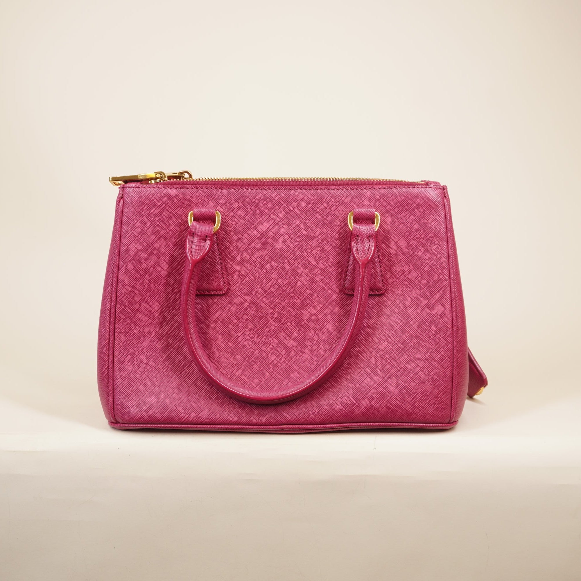 PRE-OWNED Saffiano Small Galleria Double Zip Tote Pink Shoulder Bag