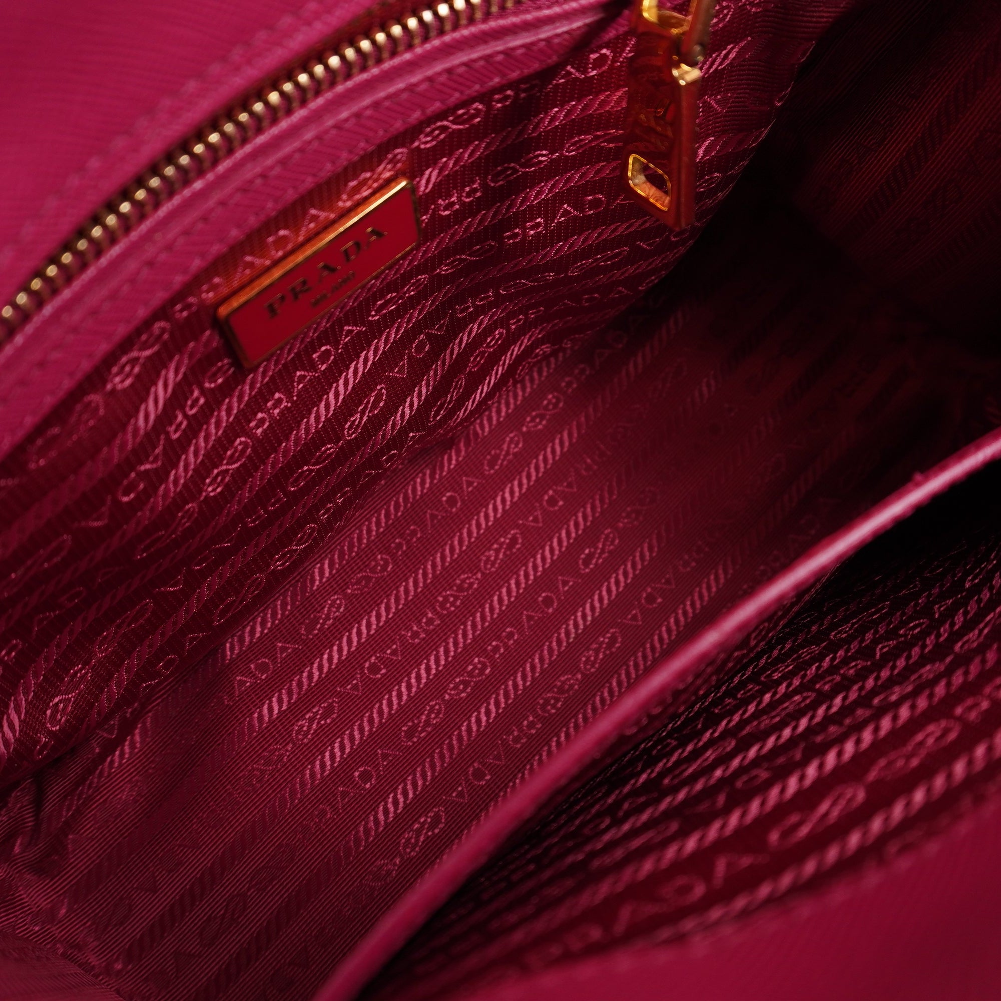 PRE-OWNED Saffiano Small Galleria Double Zip Tote Pink Shoulder Bag