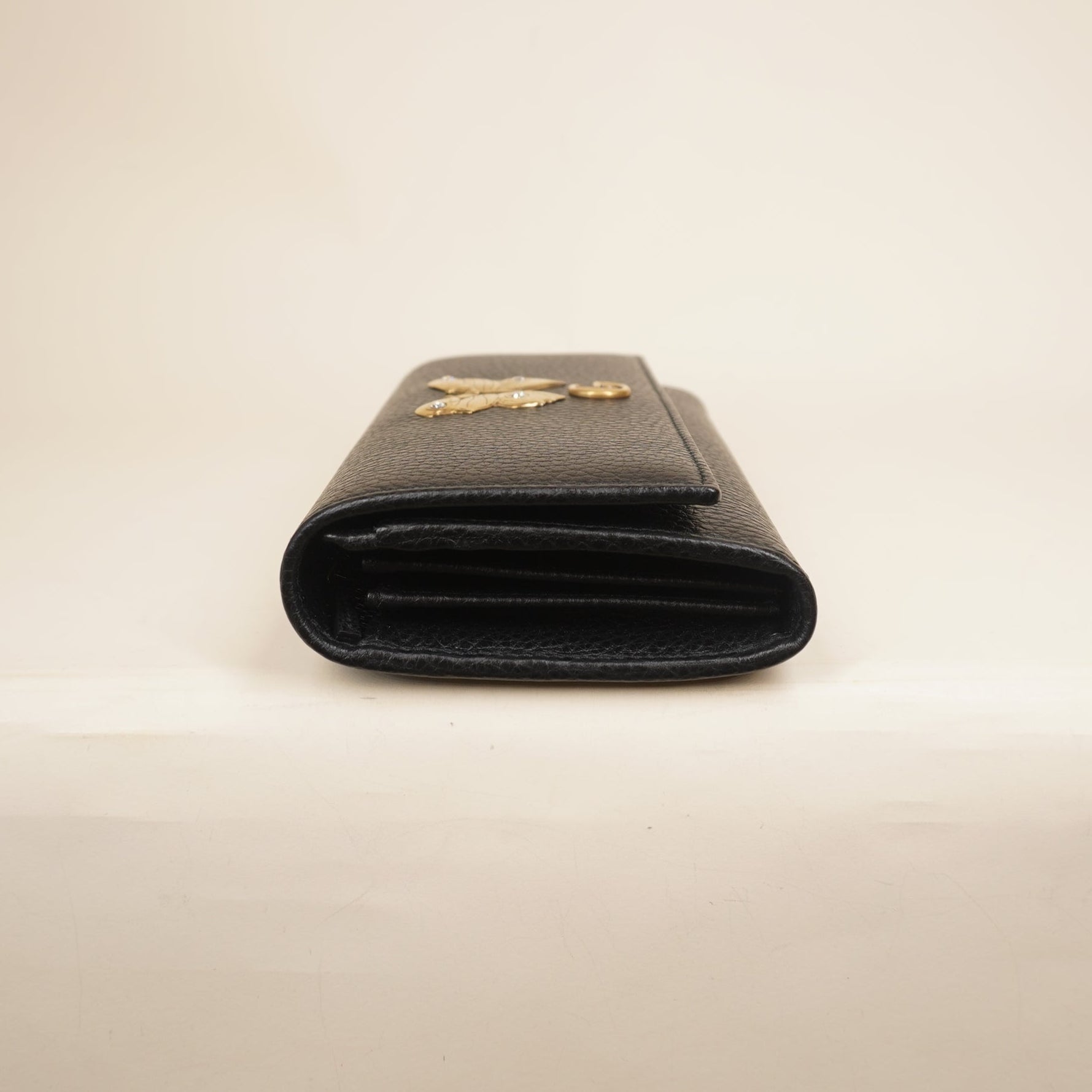 PRE-OWNED Calfskin Garden Continental Wallet Black