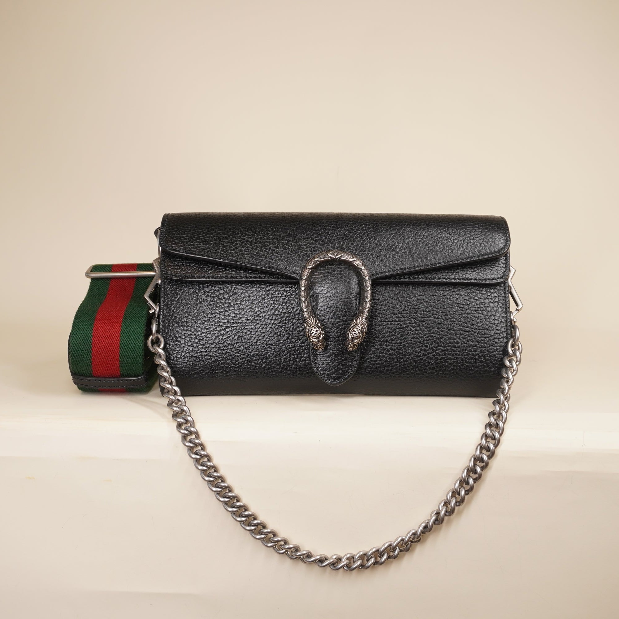 PRE-OWNED GG Black Small Dionysus Shoulder Bag