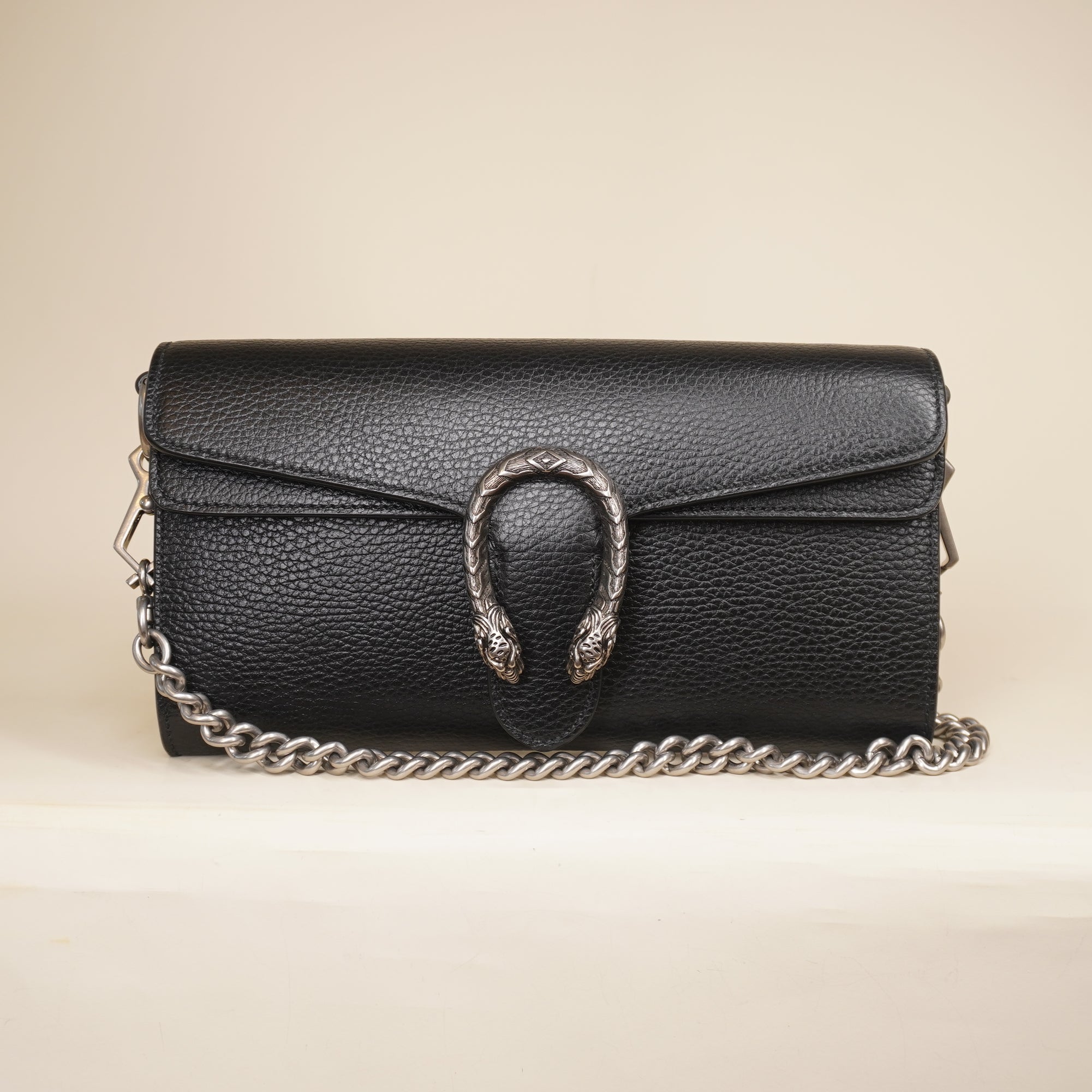 PRE-OWNED GG Black Small Dionysus Shoulder Bag