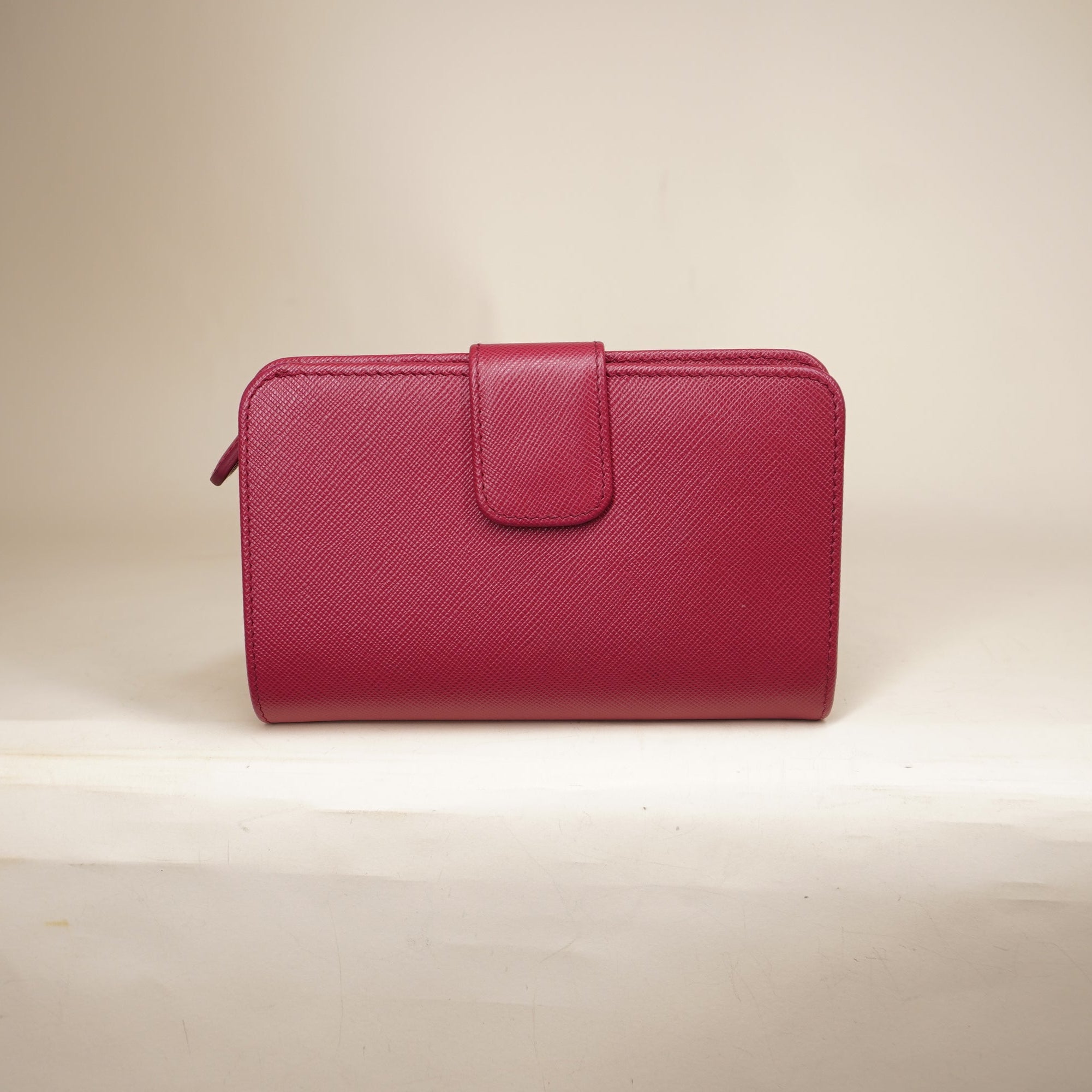 PRE-OWNED Saffiano Metal Compact Wallet Peonia
