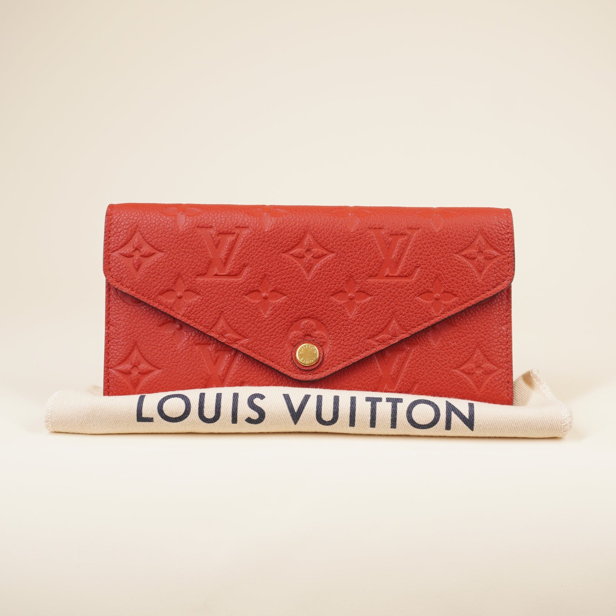 PRE-OWNED LV Leather Josephine Wallet Red