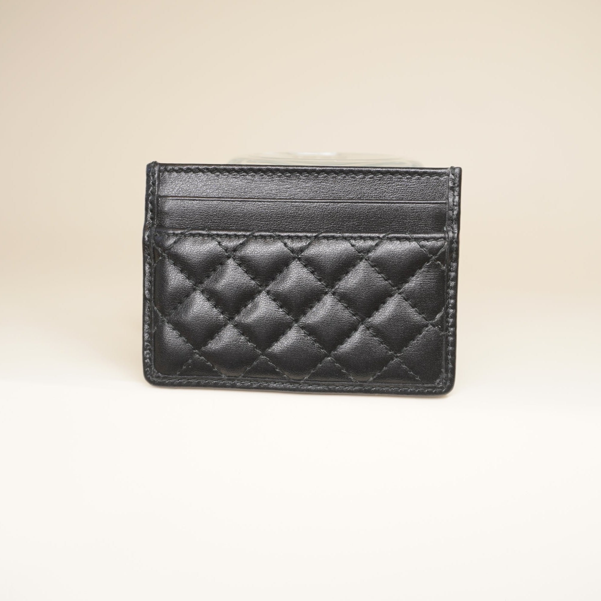 PRE-OWNED Calfskin Web Trapuntata Ophidia Card Holder Black