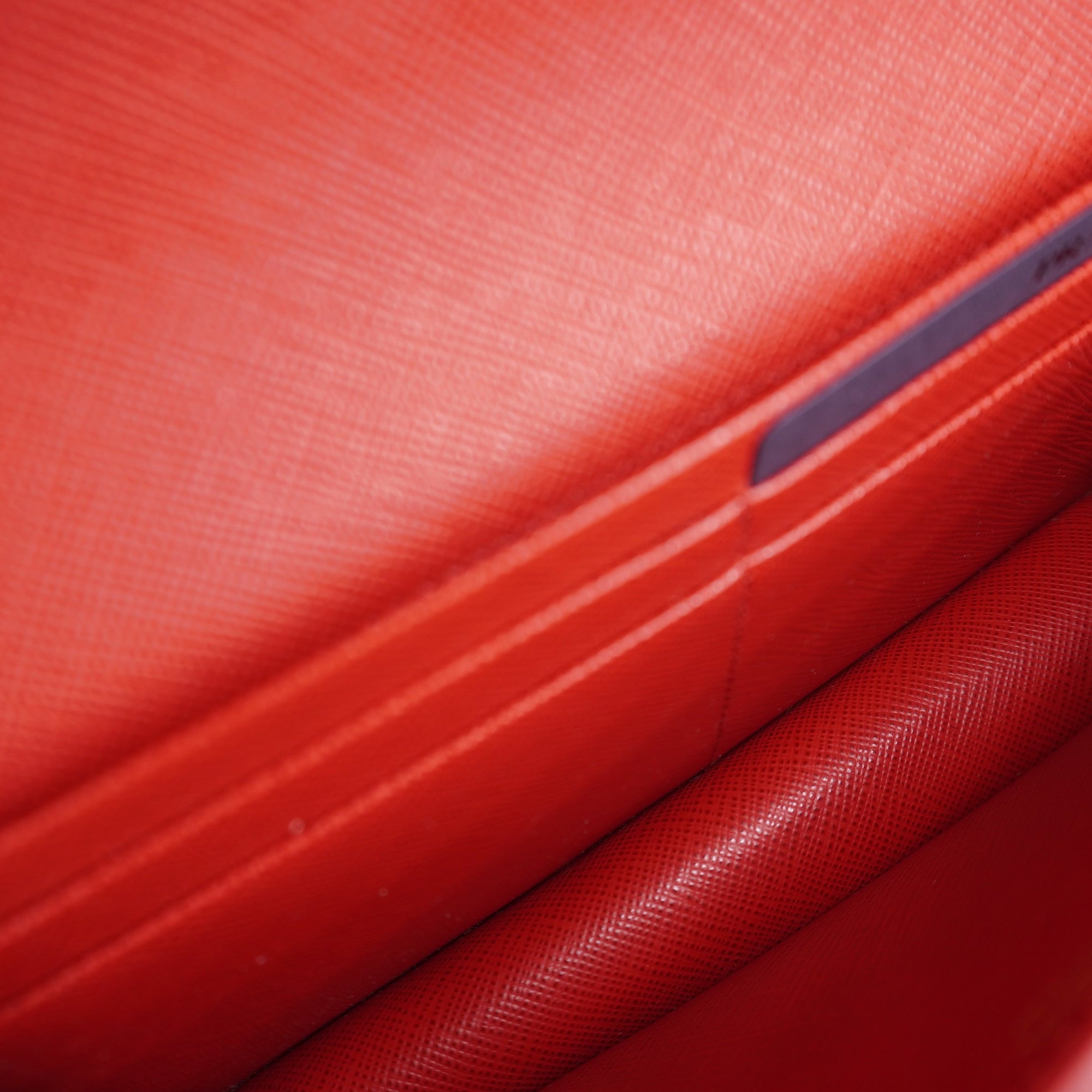 PRE-ONWED Saffiano Leather Red Wallet on Chain