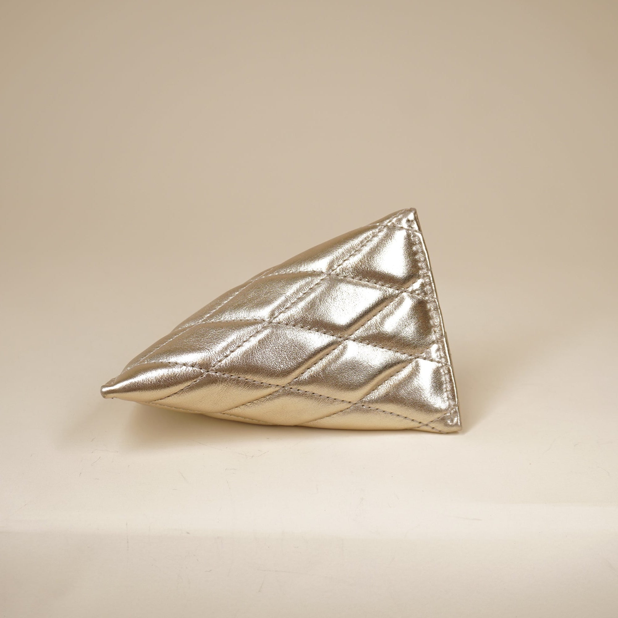 PRE-OWNED Metallic Calfskin Berlingo Bag Charm Champagne Gold