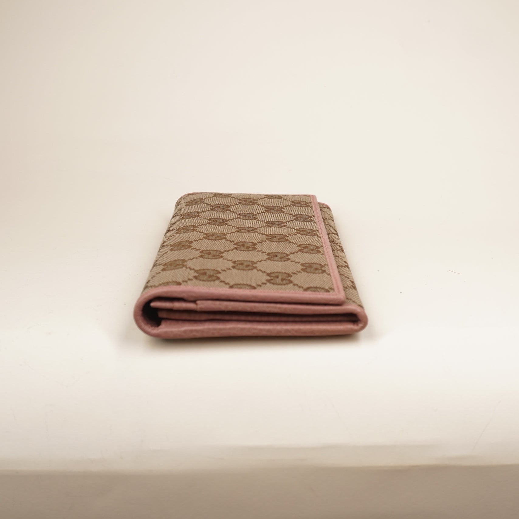 PRE-OWNED GG Monogram Continental Flap Wallet Soft Pink