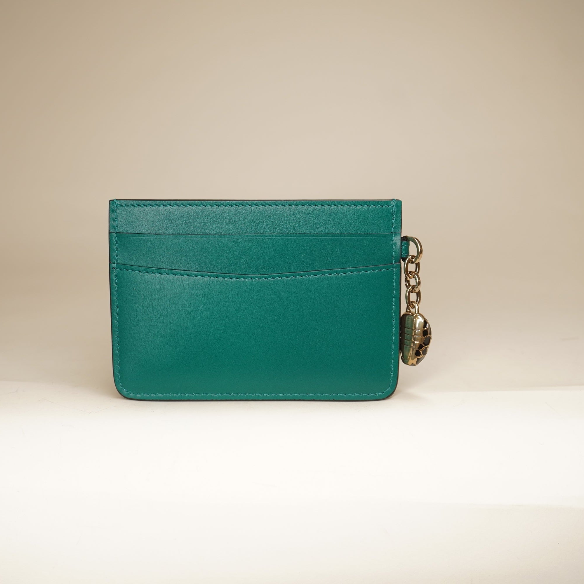 PRE-OWNED Green Leather Serpenti Forever Card Holder