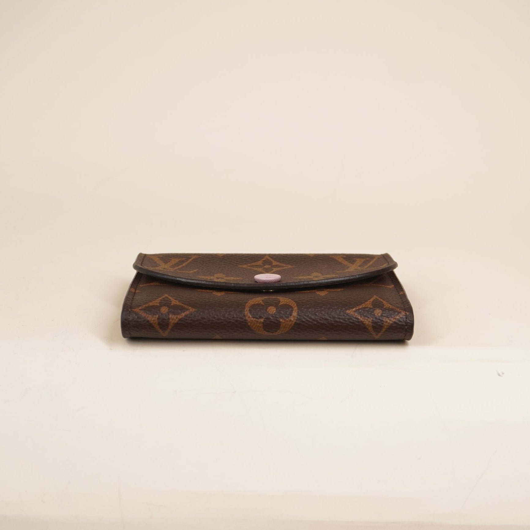 PRE-OWNED LV Damier Ebene Rosalie Coin Purse Rose Ballerine Wallet