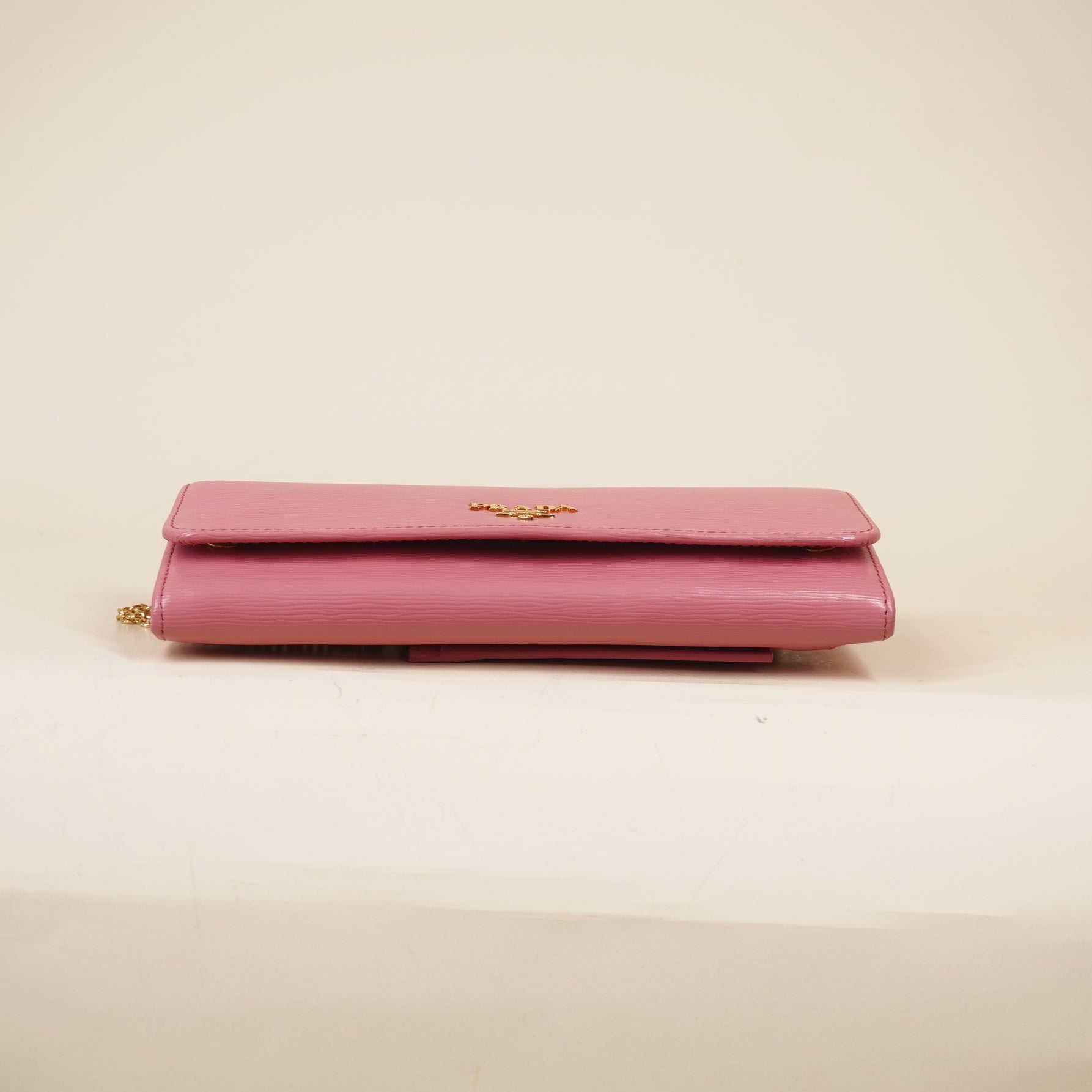 PRE-OWNED Pink Saffiano Continental Flap Wallet Geranio