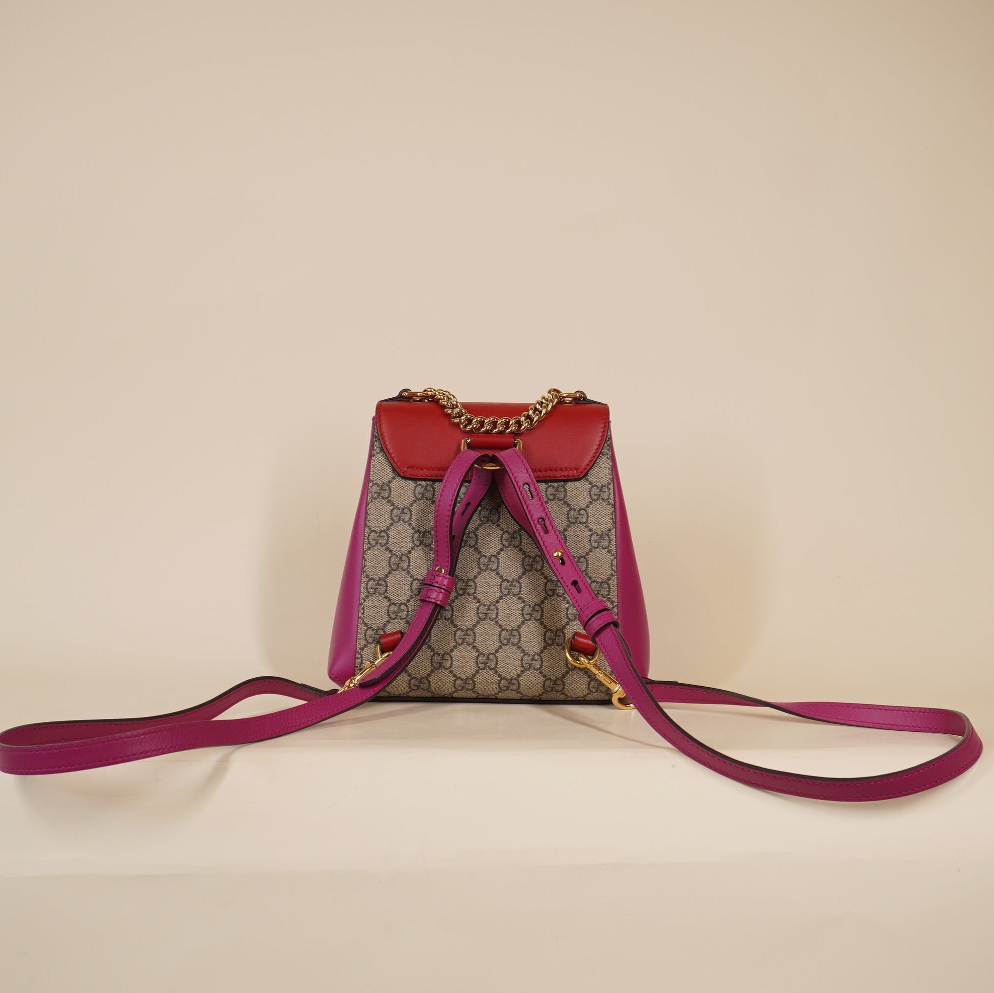 PRE-OWNED GG Supreme Monogram Calfskin Padlock Backpack