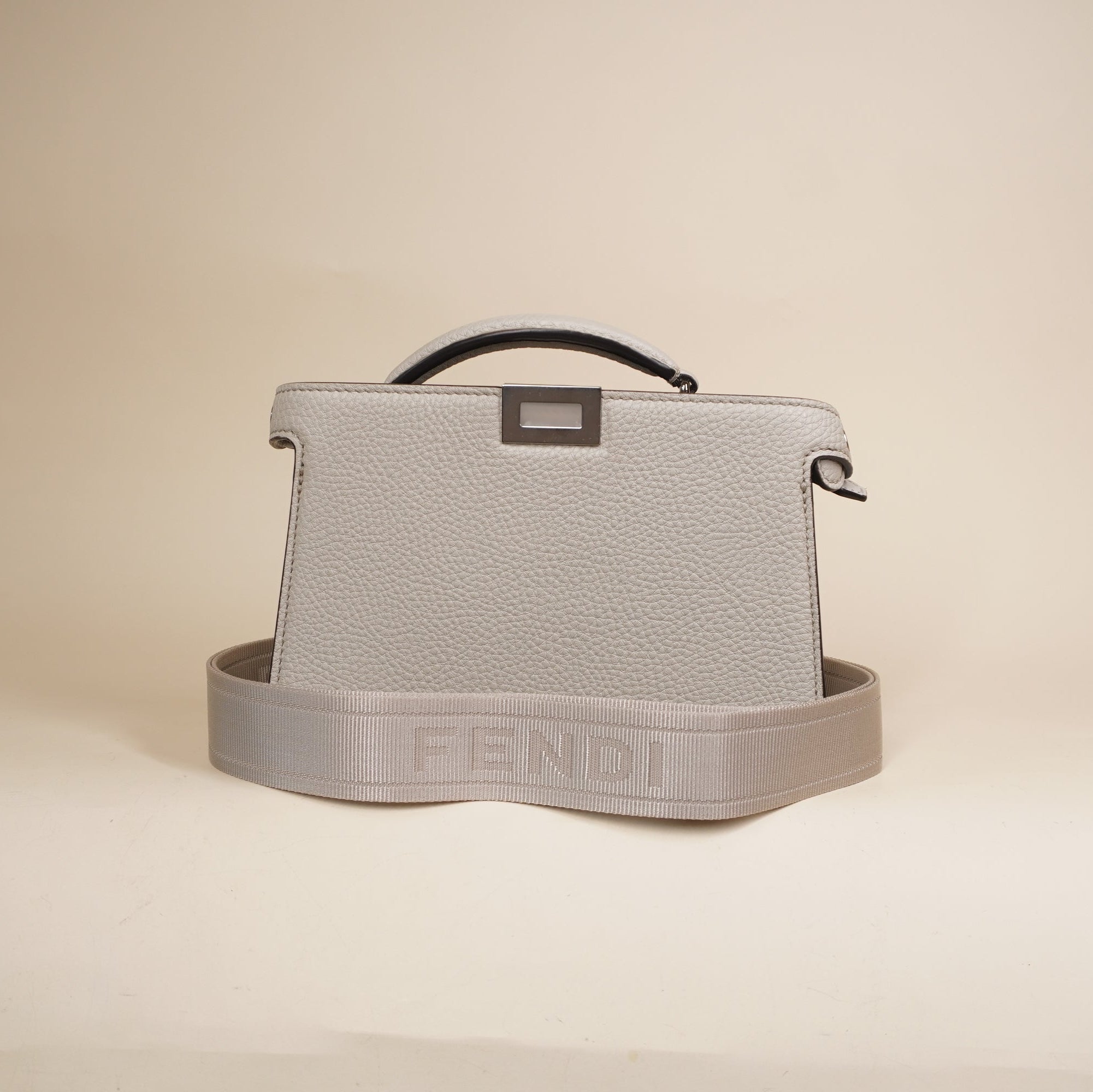 PRE-OWNED FF Grey Cuoio Romano Vitello Cover Peekaboo Shoulder Bag