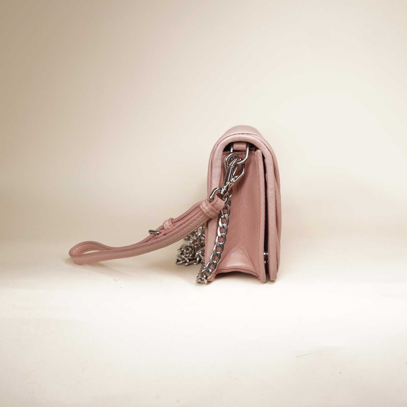 PRE-OWNED Nappa Matelasse Wallet On Chain Orchidea with Pearls