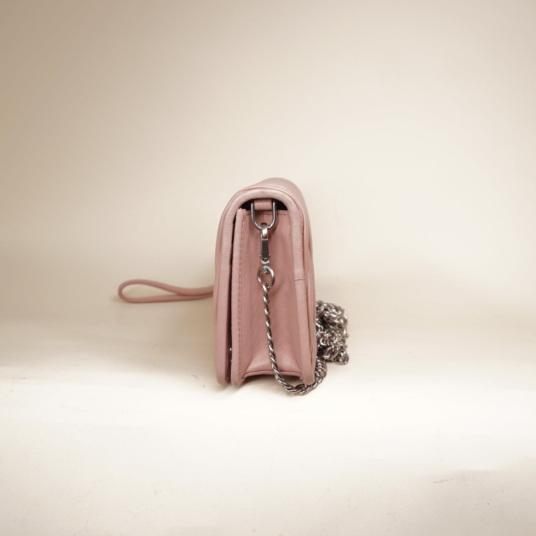 PRE-OWNED Nappa Matelasse Wallet On Chain Orchidea with Pearls