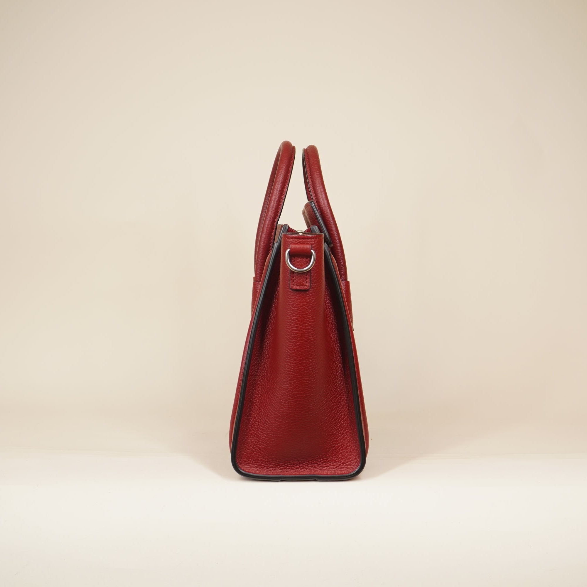 PRE-OWNED Luggage Bag Grainy Leather Nano Burgundy Shoulder Bag
