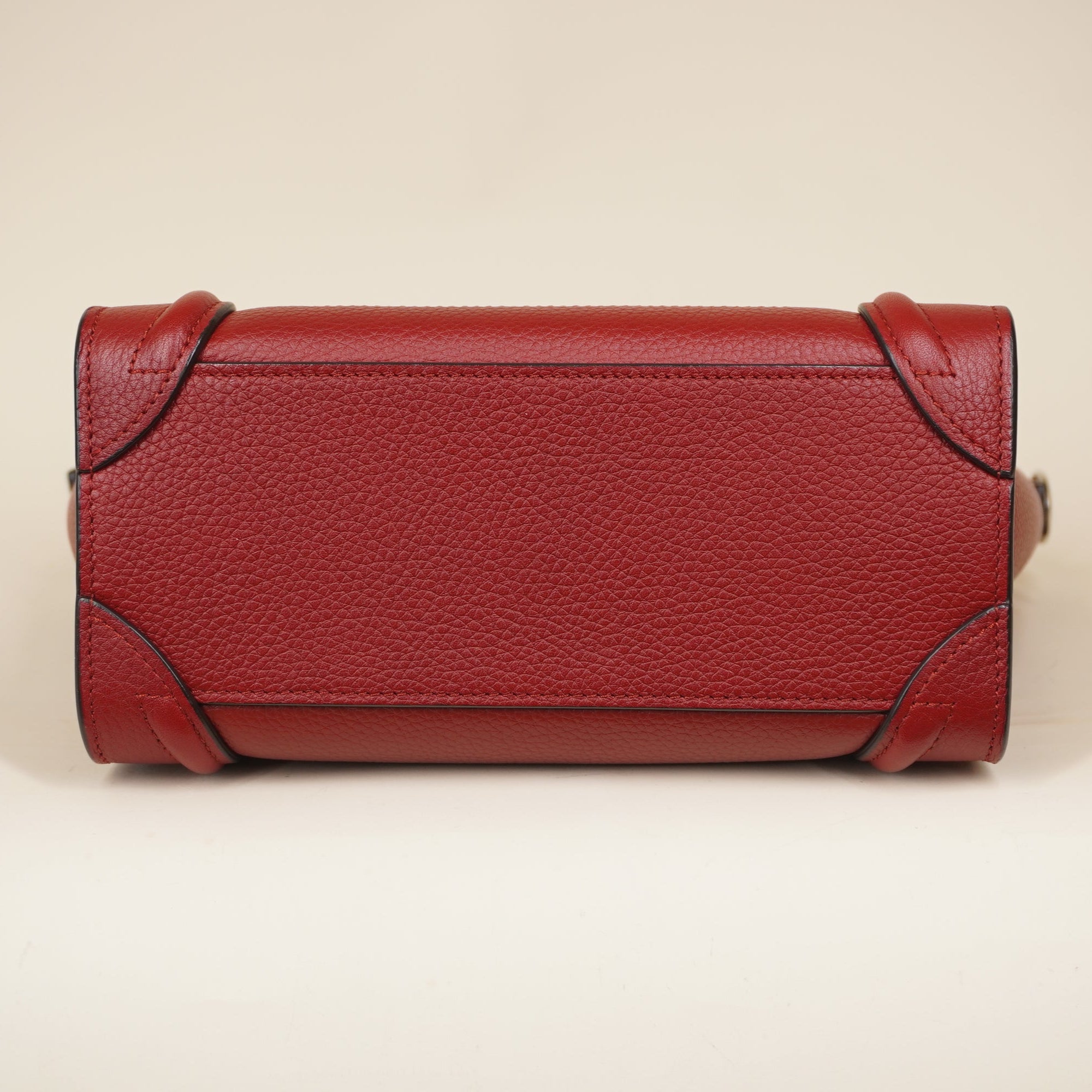 PRE-OWNED Luggage Bag Grainy Leather Nano Burgundy Shoulder Bag