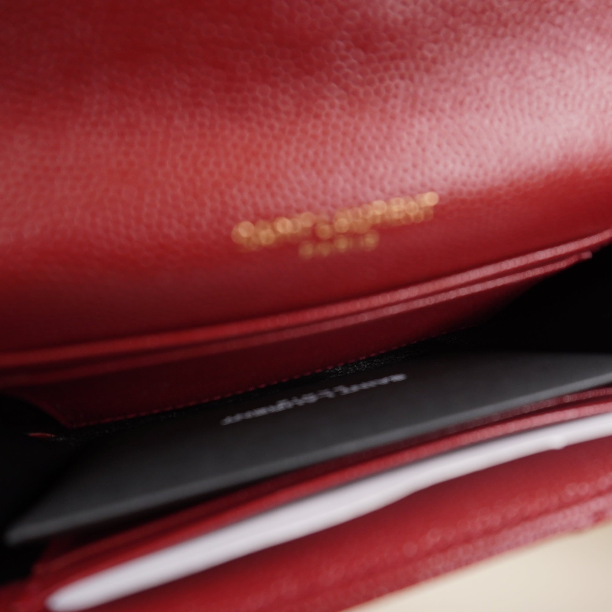 PRE-OWNED Grain De Poudre Matelasse Chevron Small Monogram Envelope Wallet Opyum Red
