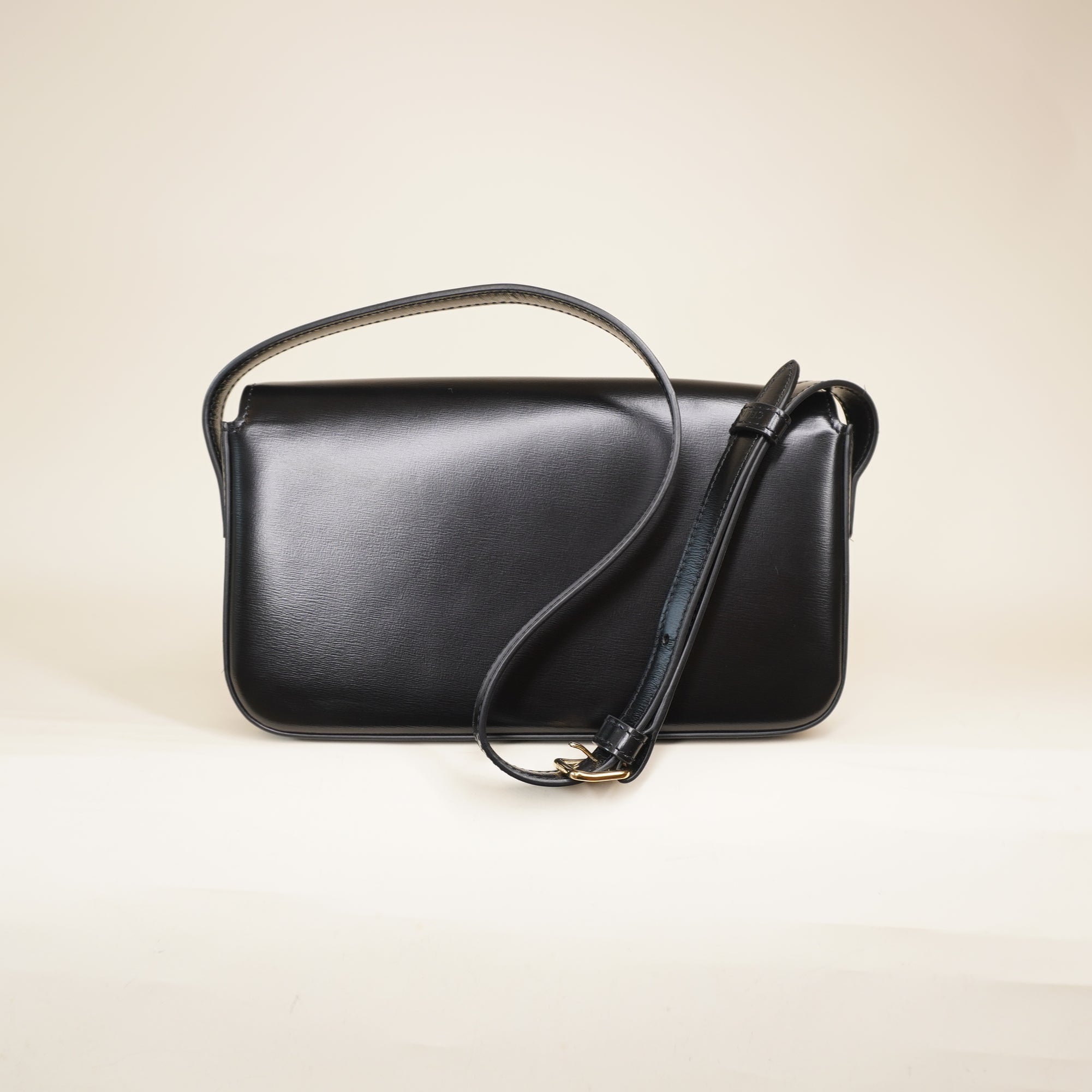 PRE-OWNED Black Shiny Triomphe Shoulder Bag